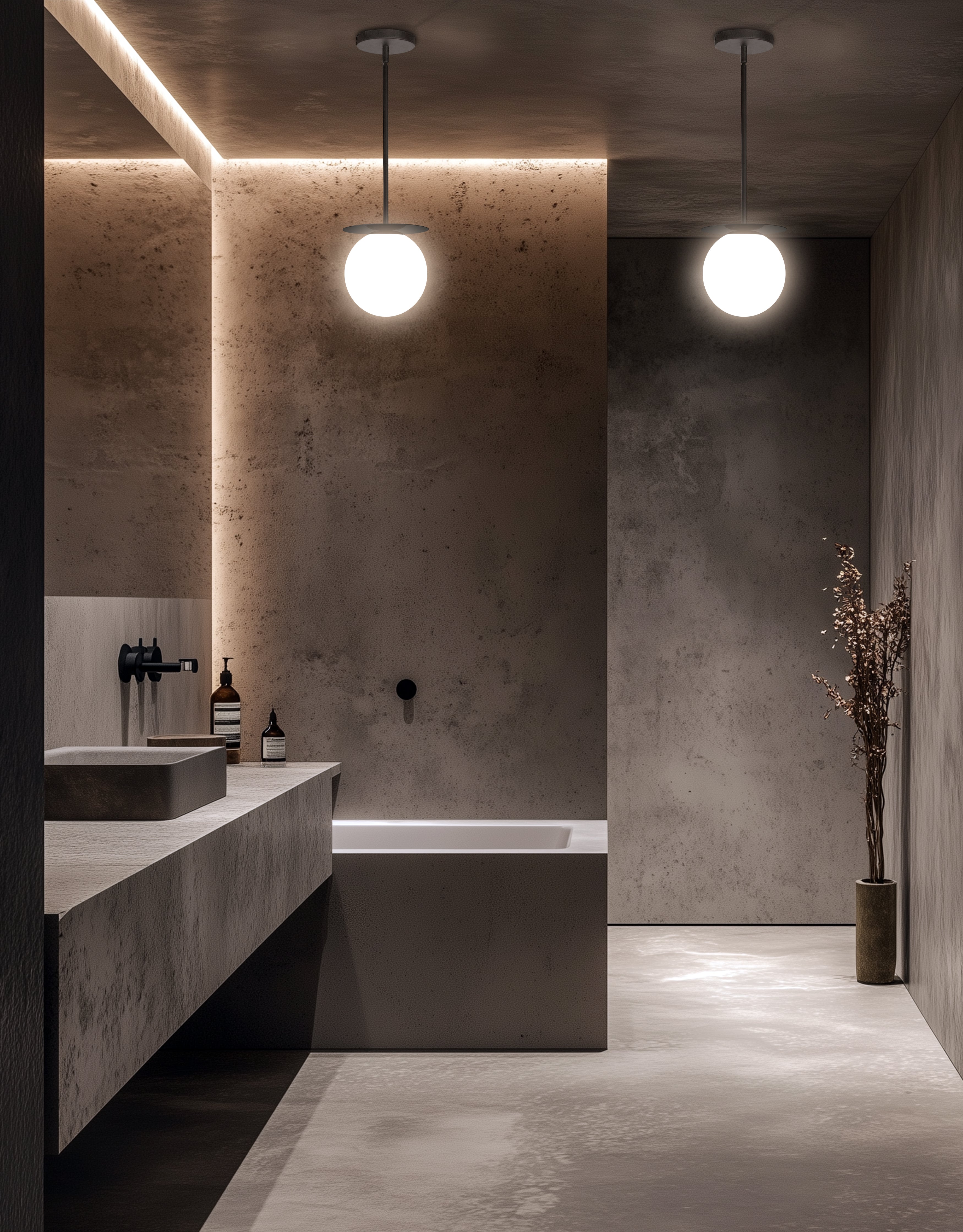 matte black and white pendants