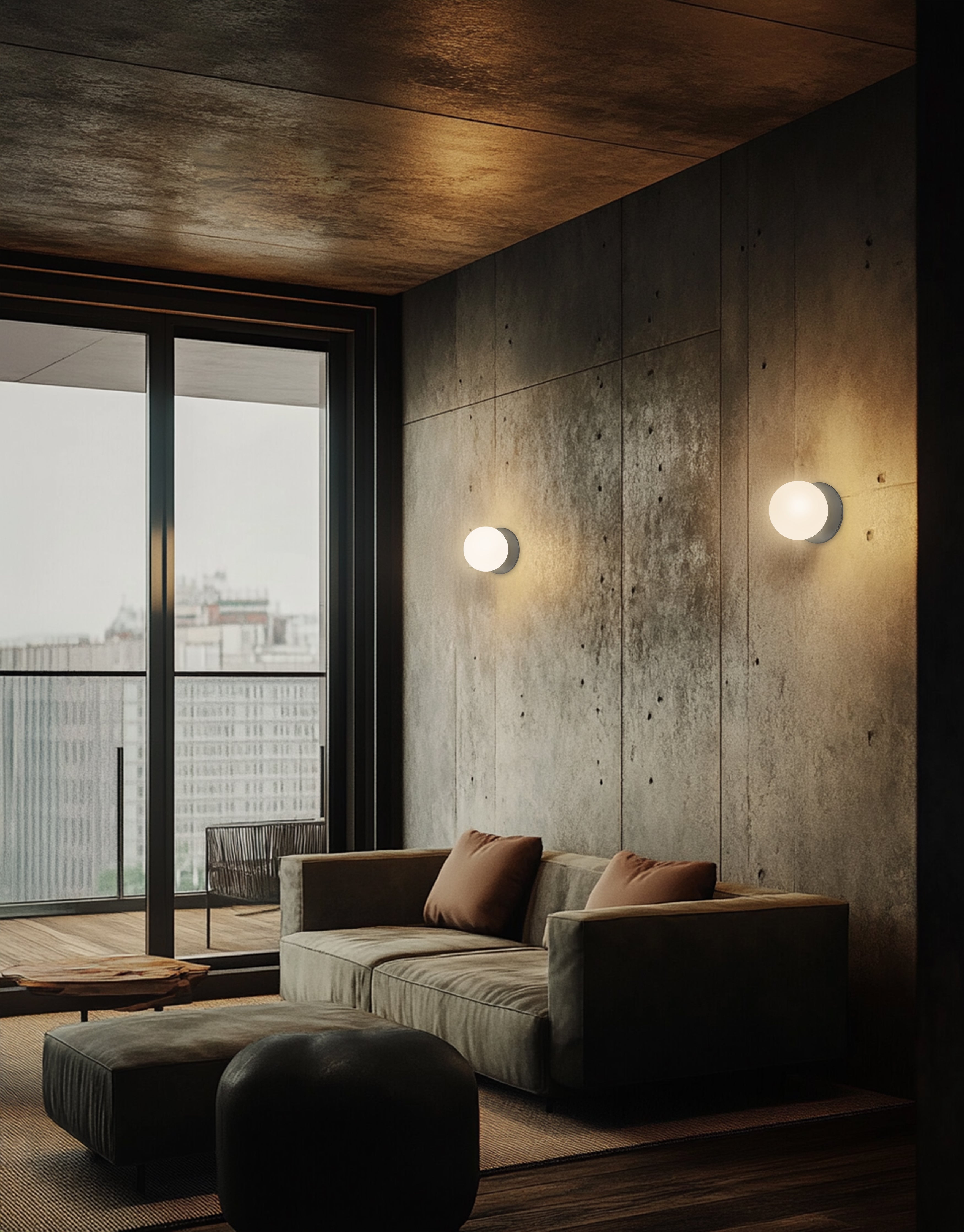 matte black with white glass wall sconce