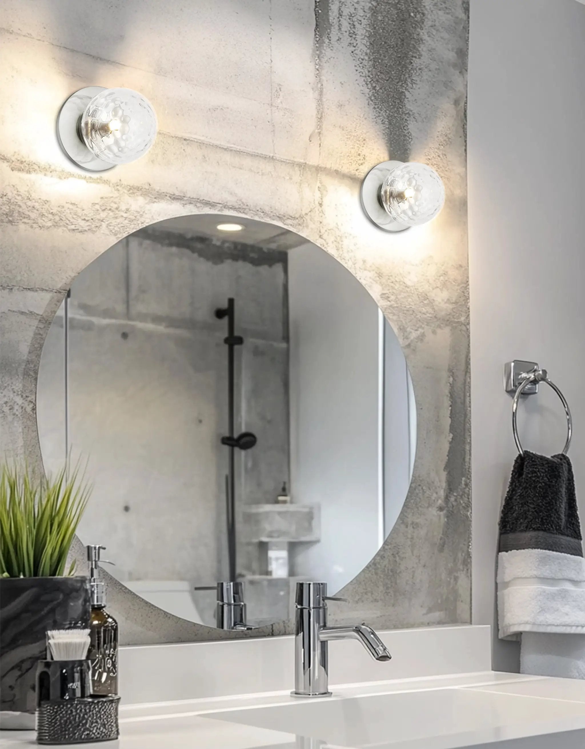 polished chrome with clear glass wall sconce