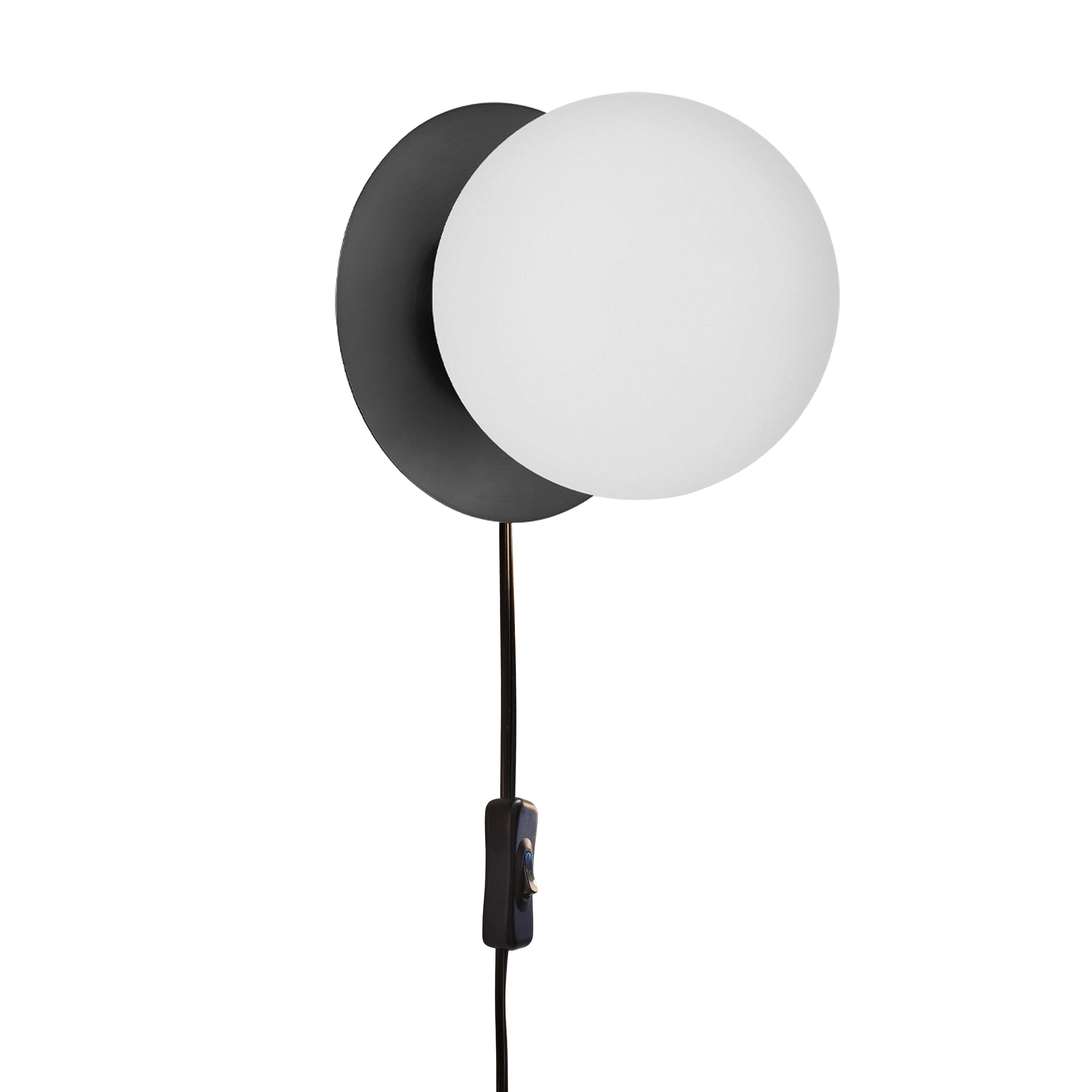 matte black with white glass wall lamp