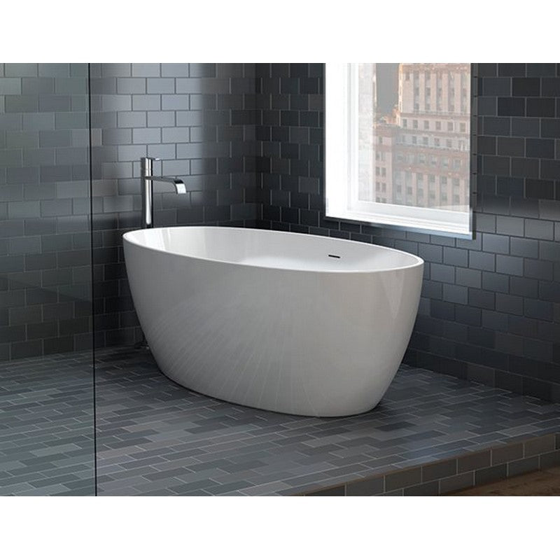 Fleurco Aria Stone 55" x 31 1/2" x 24" Voce Petite Freestanding Bathtub - White