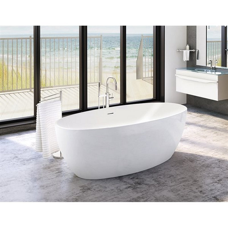 Fleurco Aria Stone 67" x 32 1/4" x 23" Voce Grande Freestanding Bathtub - White
