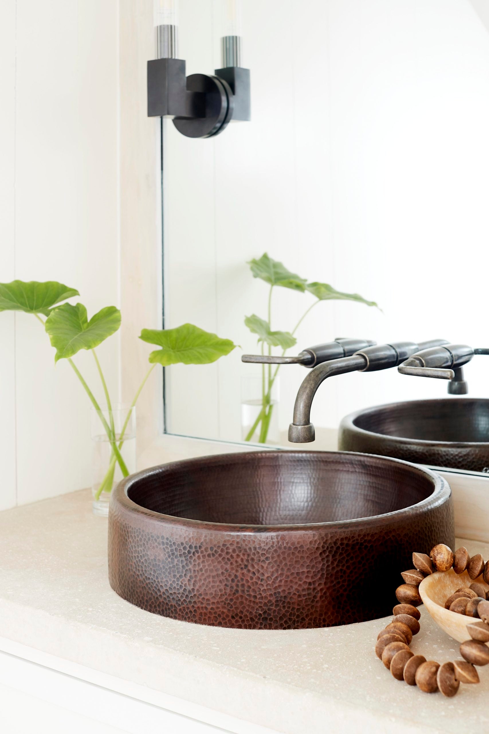 aged copper hammered sink