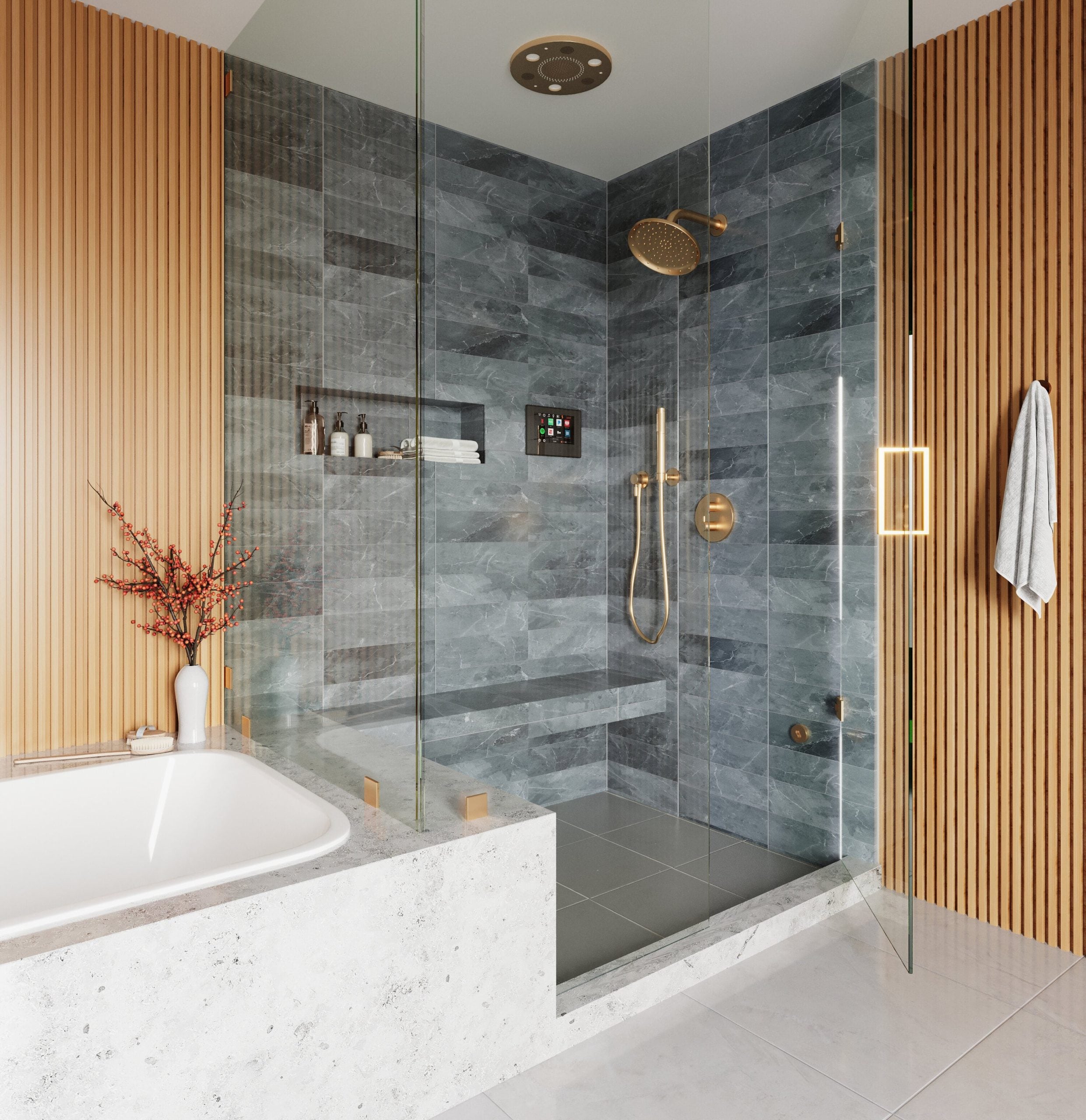 polished chrome rain system