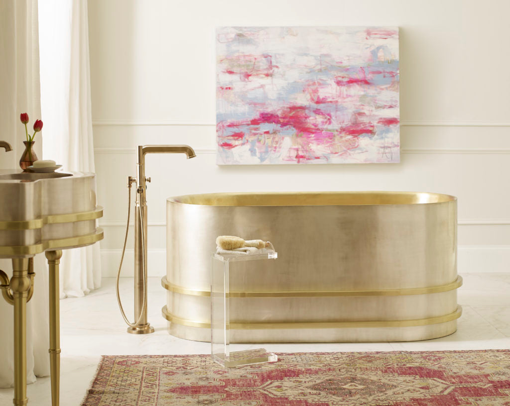 satin brass and burnished nickel smooth tub