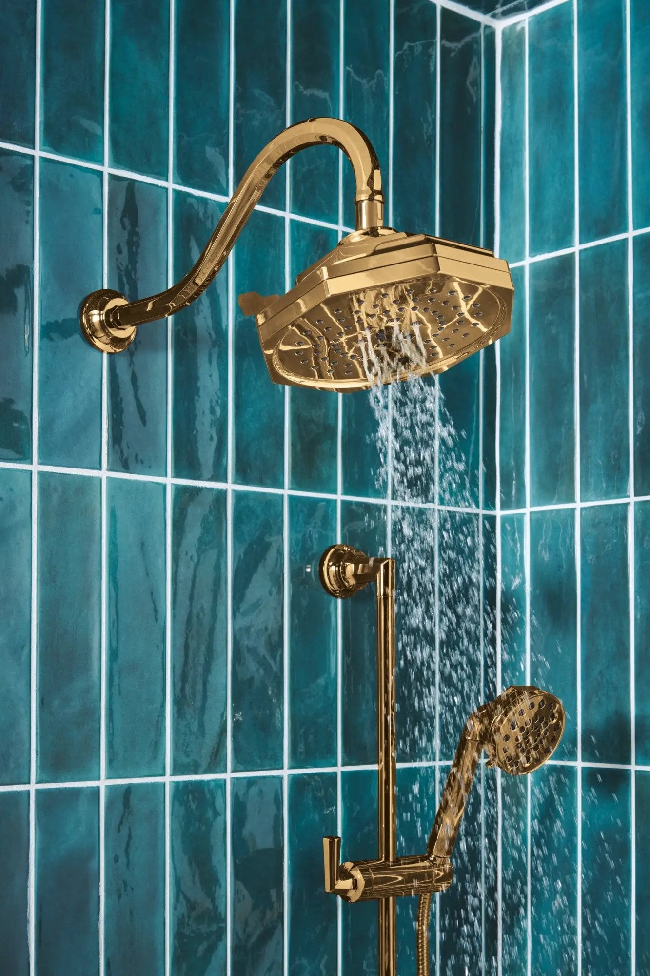 polished gold shower head
