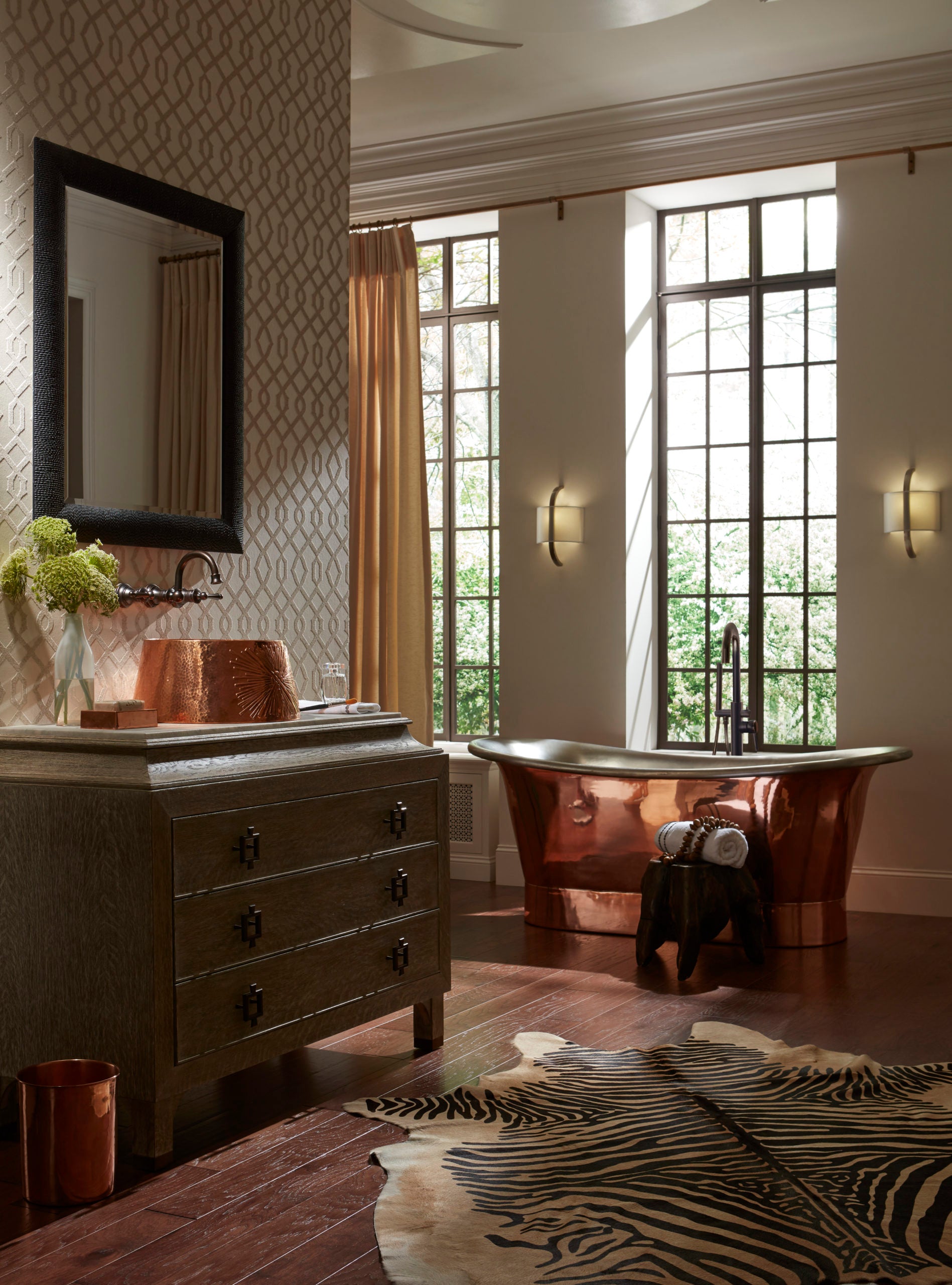 rose gold exterior nickel interior smooth tub