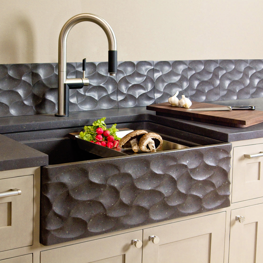 honed noce basalt sink