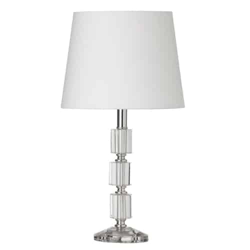 polished chrome with white shade table lamp