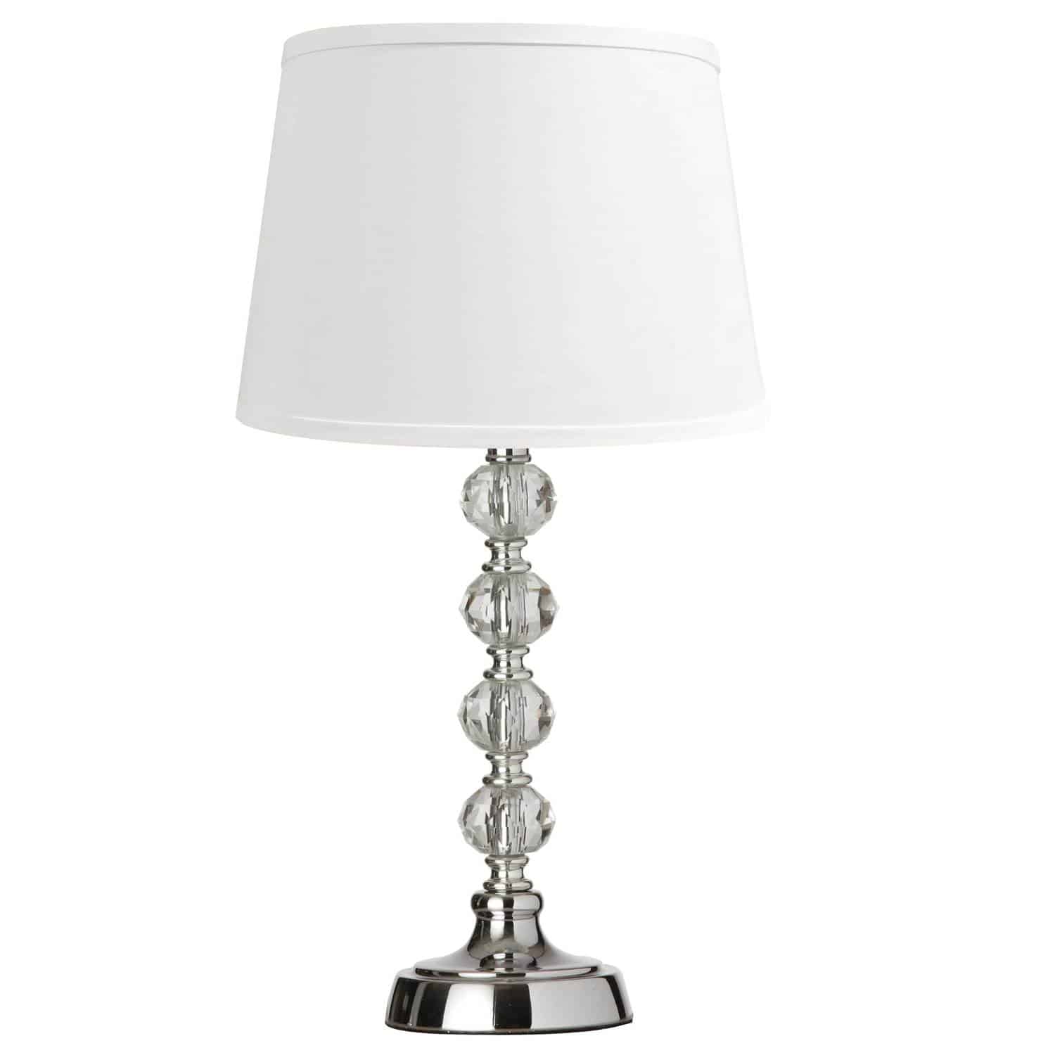 polished chrome with white shade table lamp