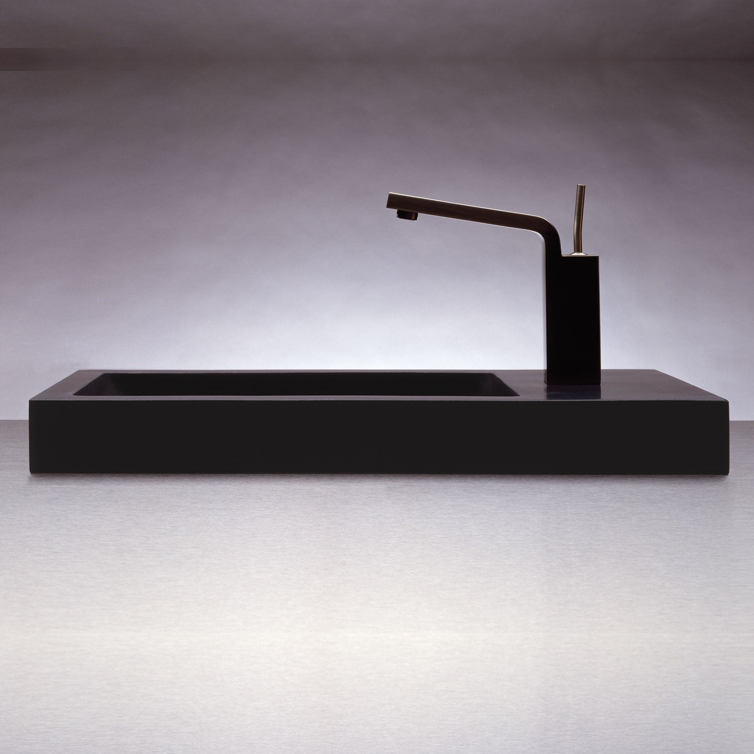 honed black granite sink