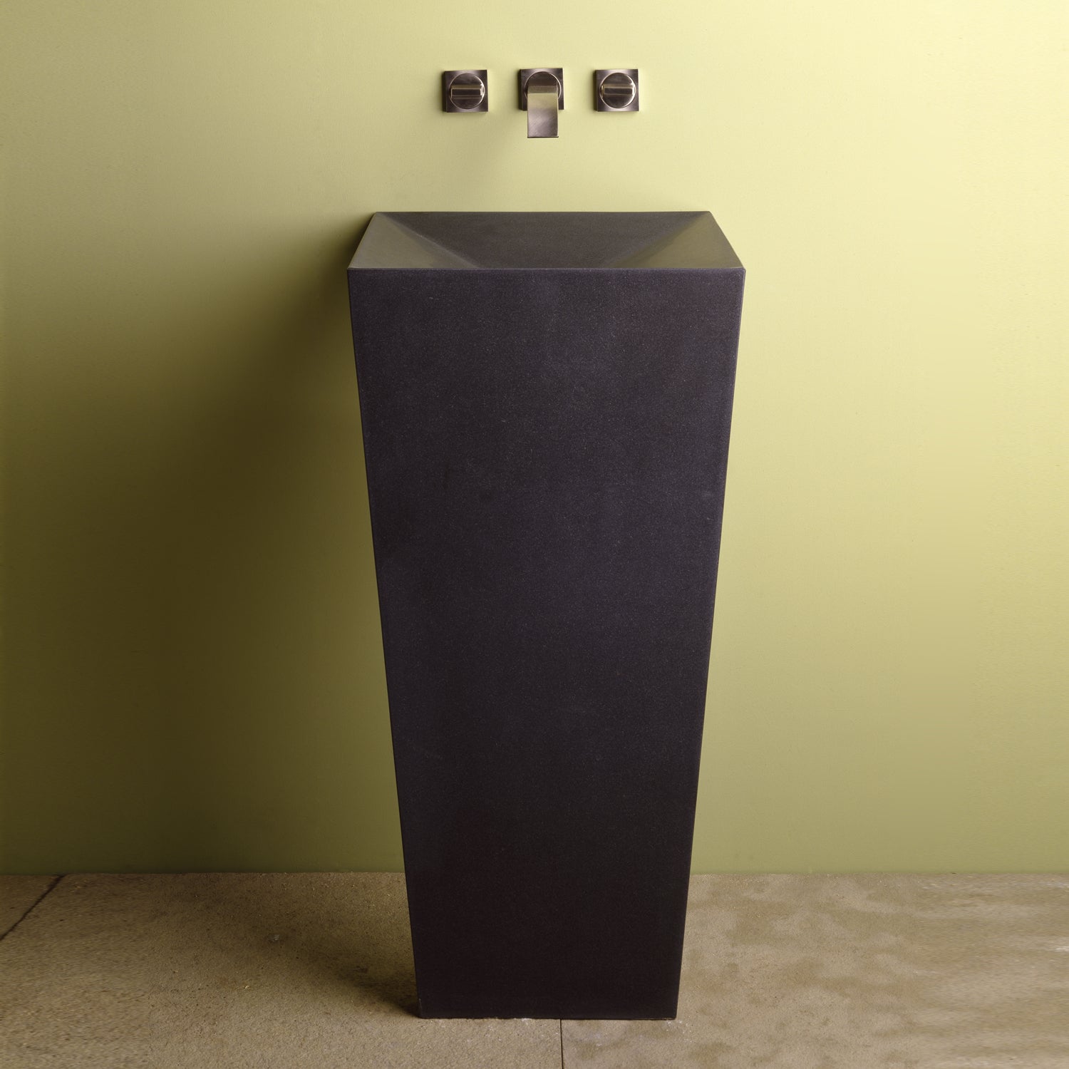honed black granite sink