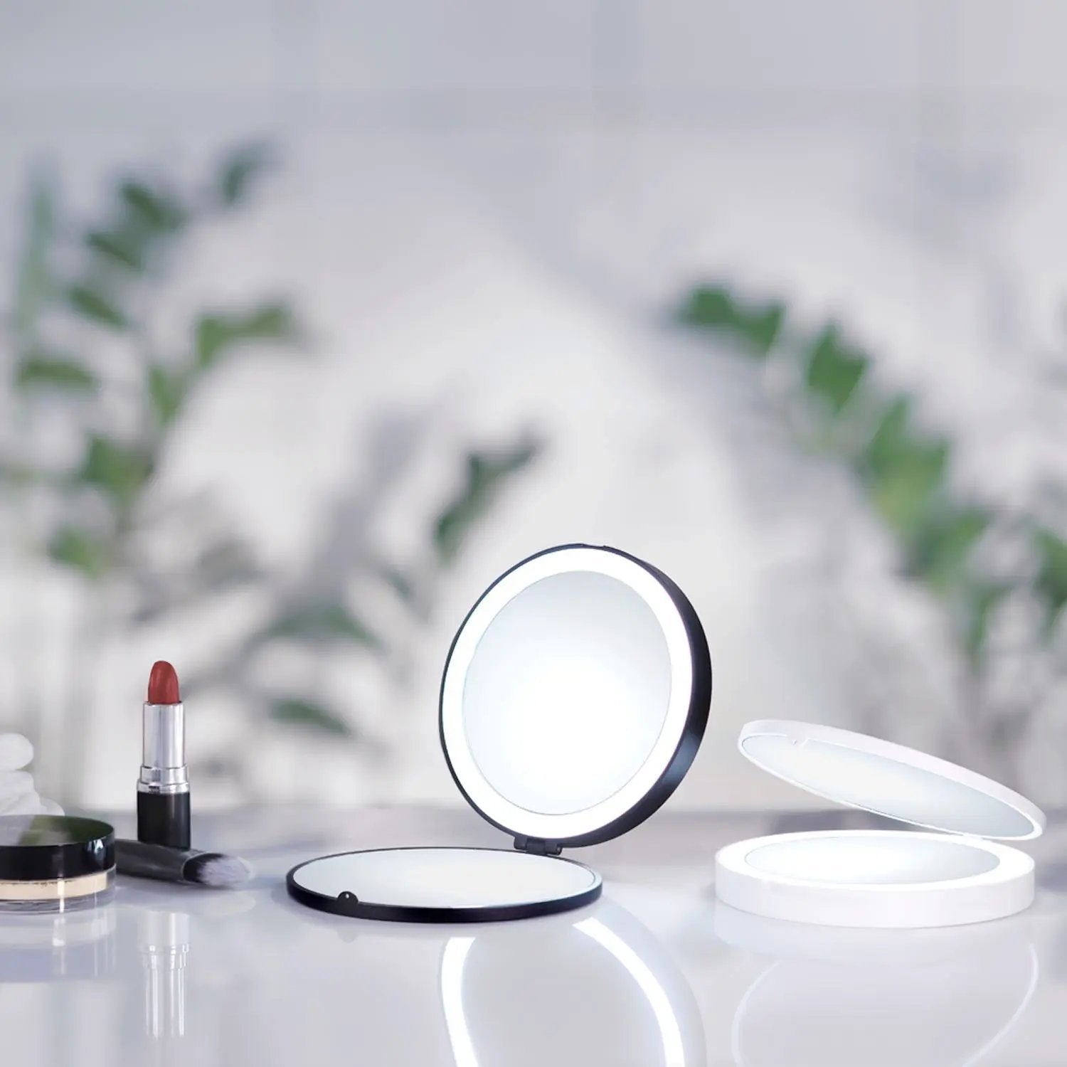 white travel mirror