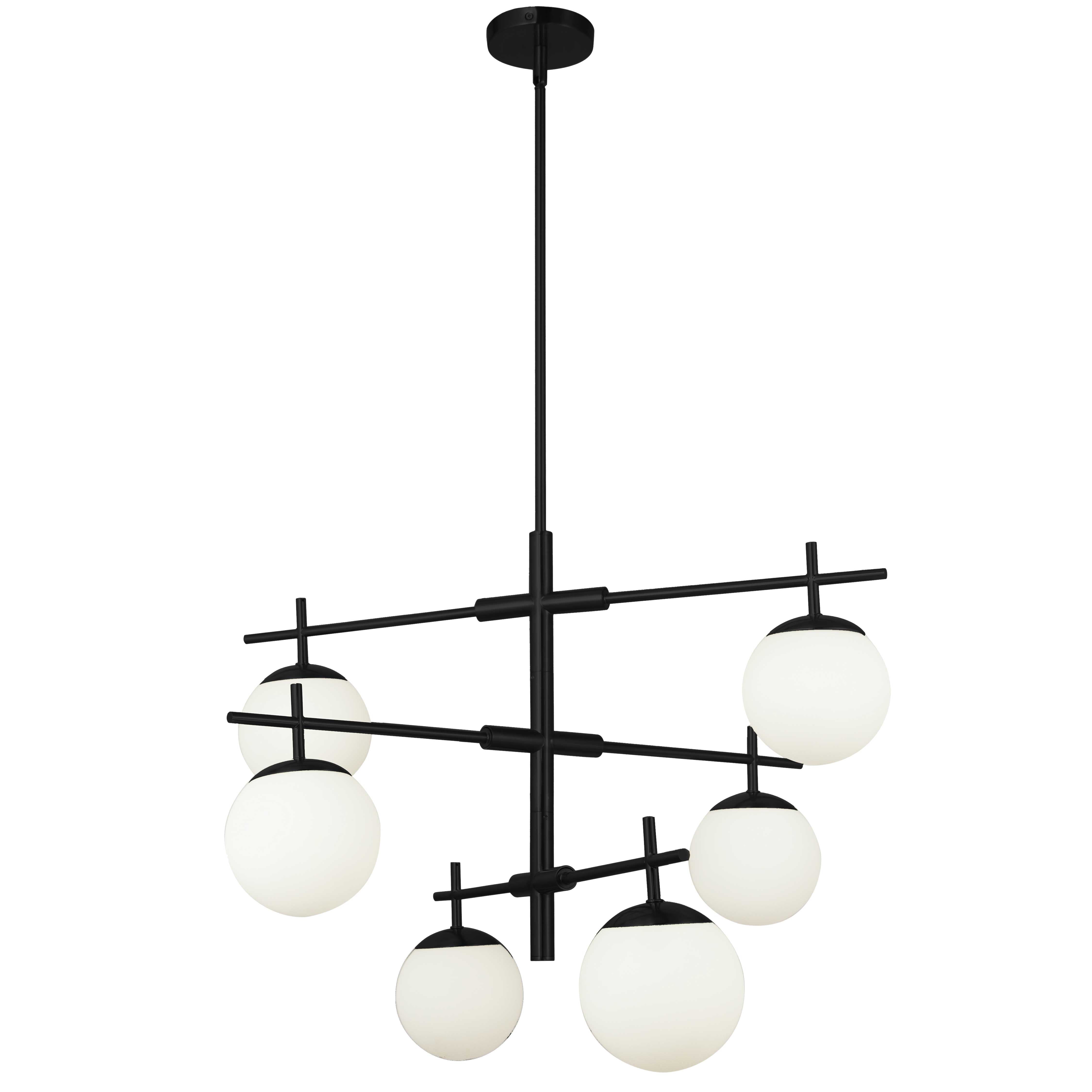 Dainolite 6 Light Halogen Chandelier with White Opal Glass