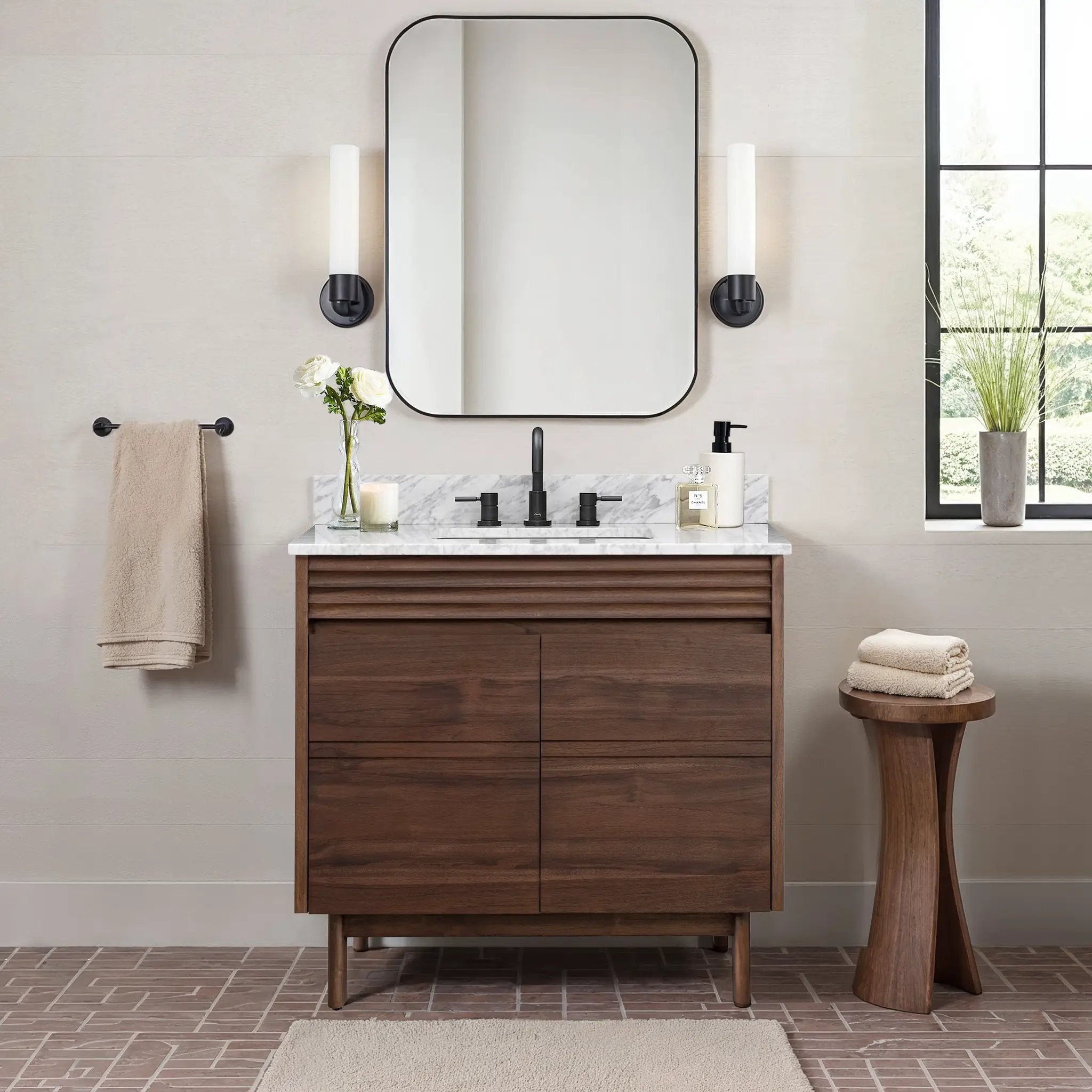 coffee teak vanity set