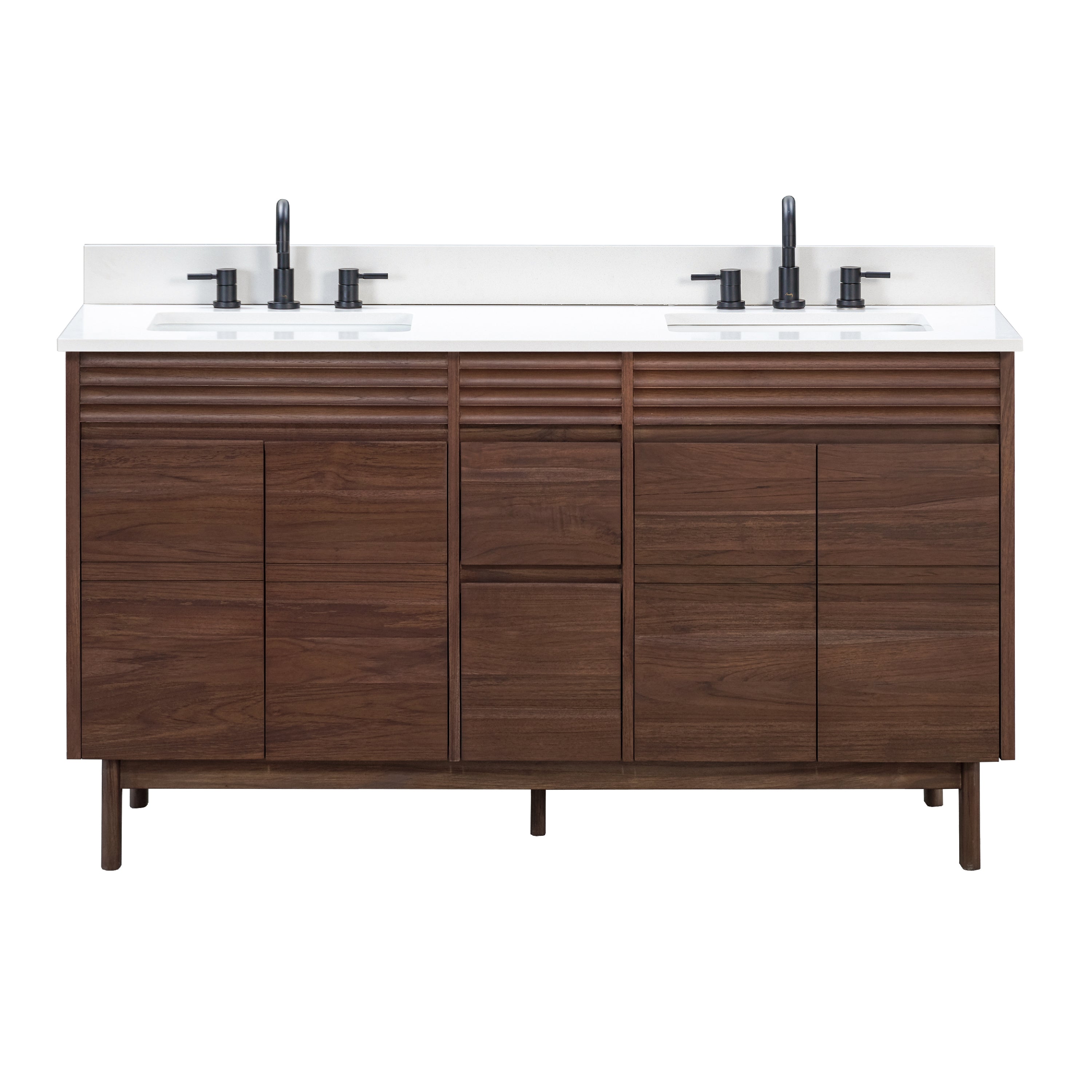 Avanity Carina 61 in. Double Sink Bathroom Vanity Set in Coffee Teak