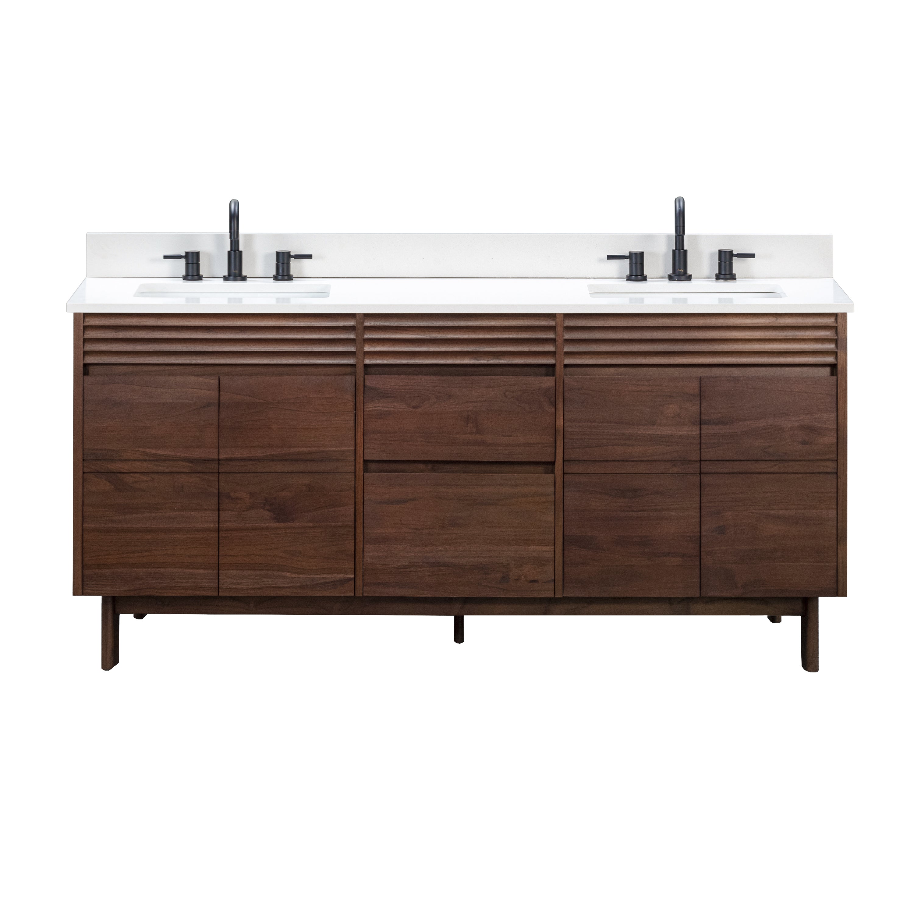 Avanity Carina 73 in. Double Sink Bathroom Vanity Set in Coffee Teak