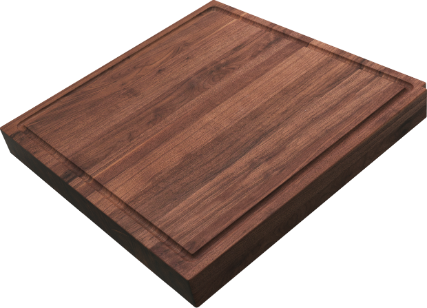 The Galley Upper Tier 2" thick Corner Chef's Block 18-1/4" x 18-1/4" x 2" with Juice Groove