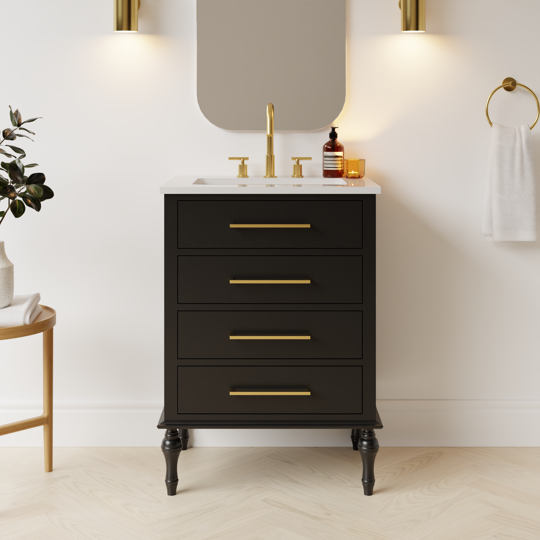 black satin paint vanity