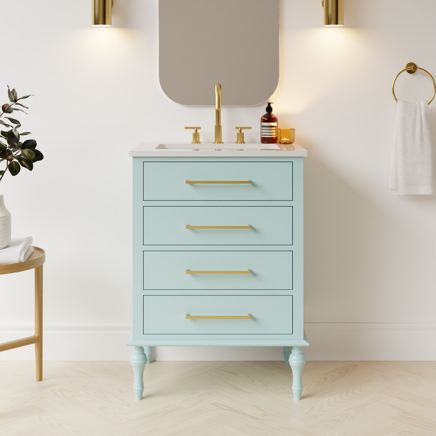 duck egg blue satin paint vanity