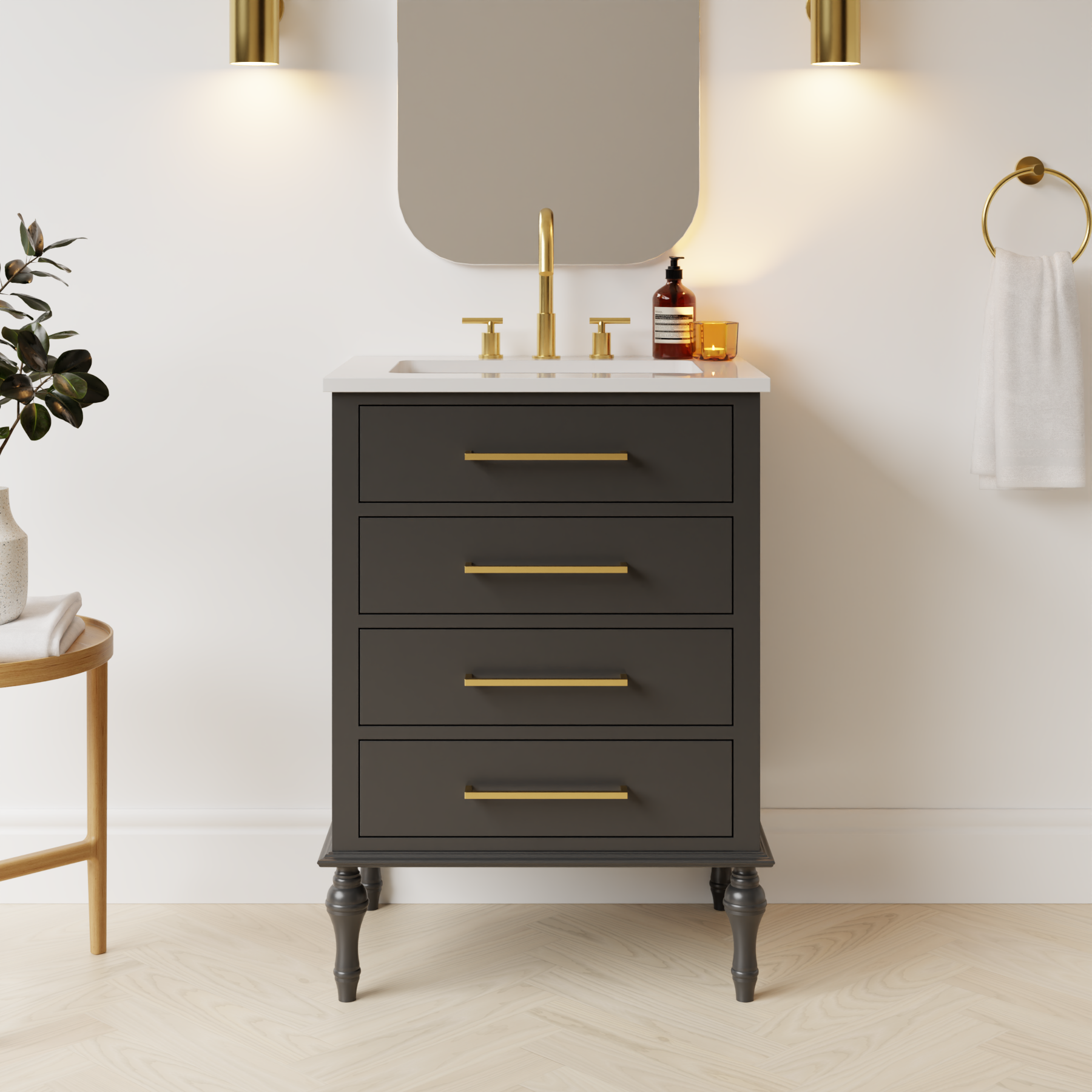 dark grey satin paint vanity