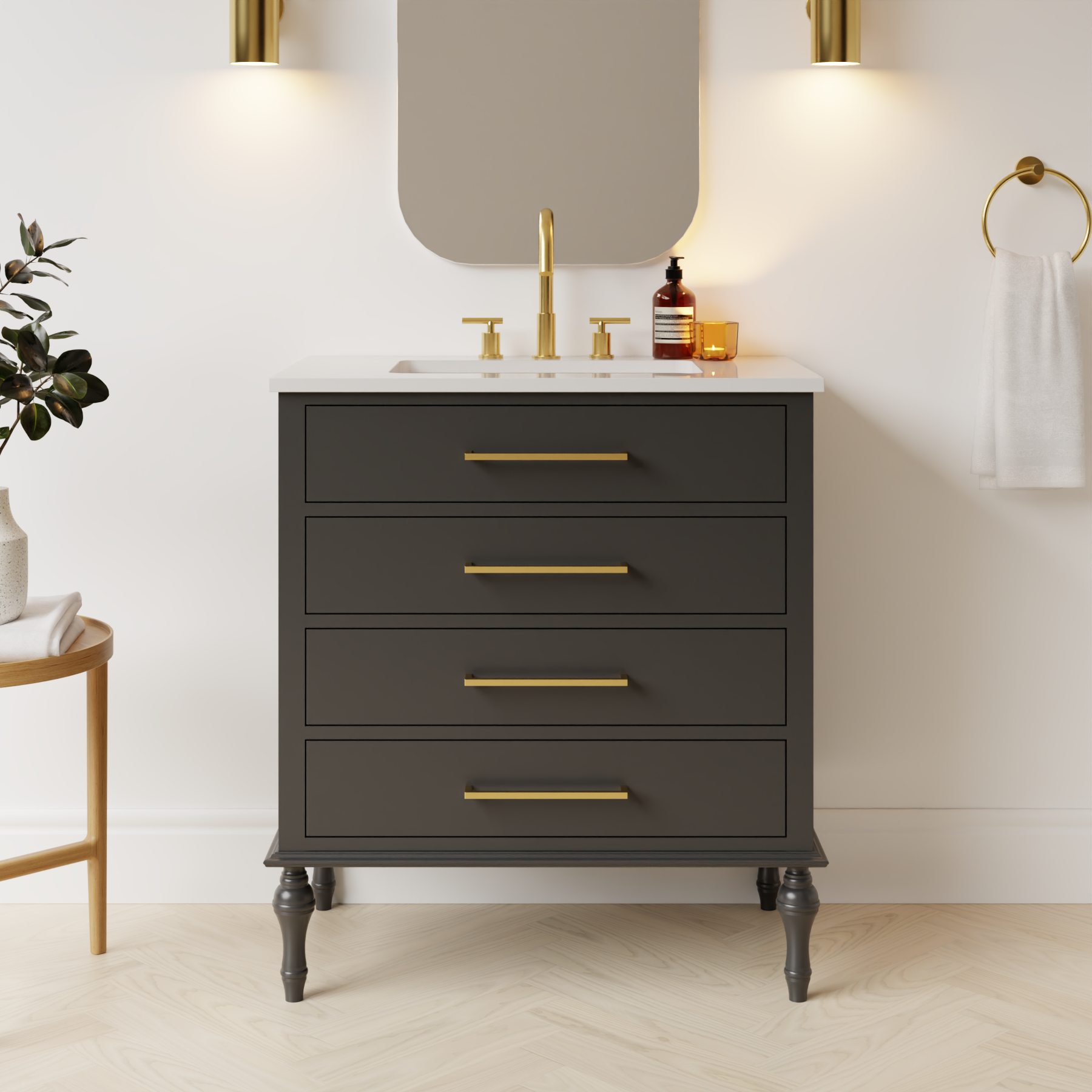 dark grey satin paint vanity