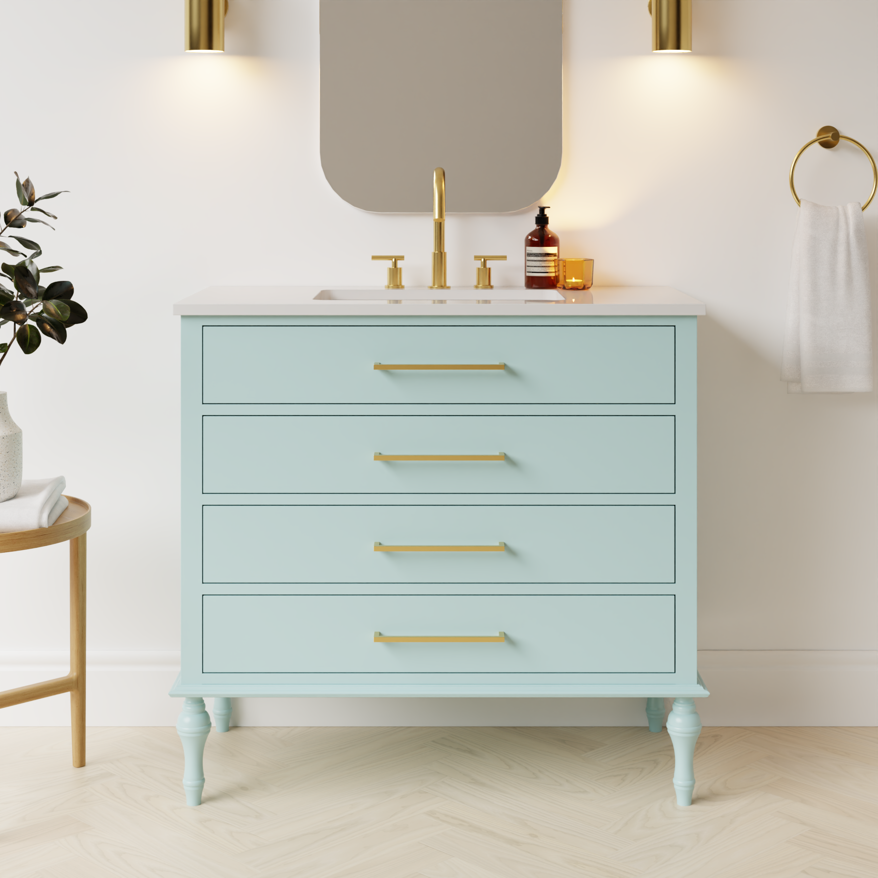 duck egg blue satin paint vanity