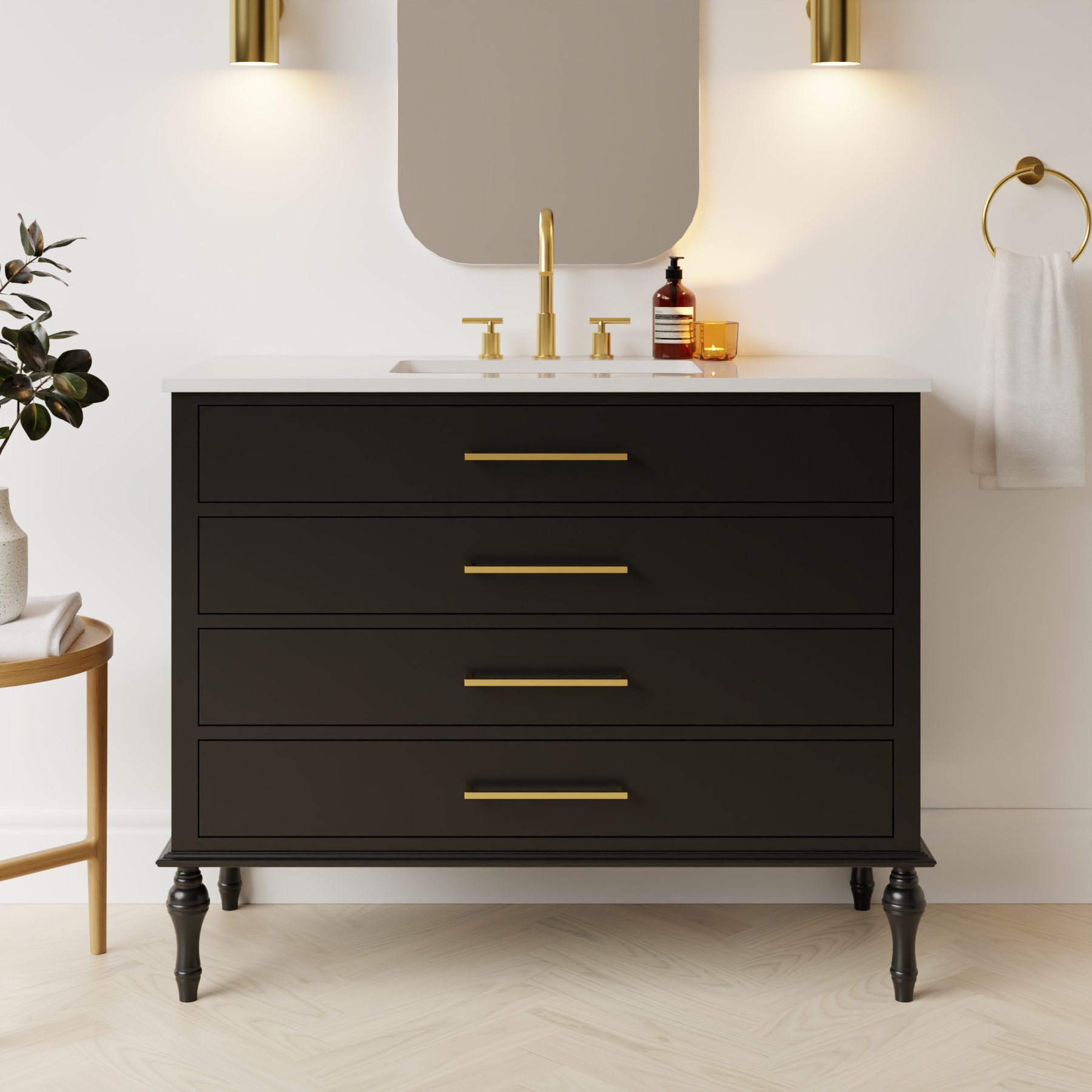 black satin paint vanity