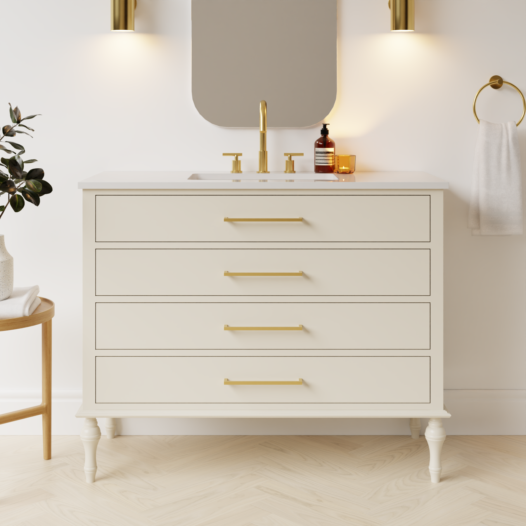 grey beige satin paint vanity