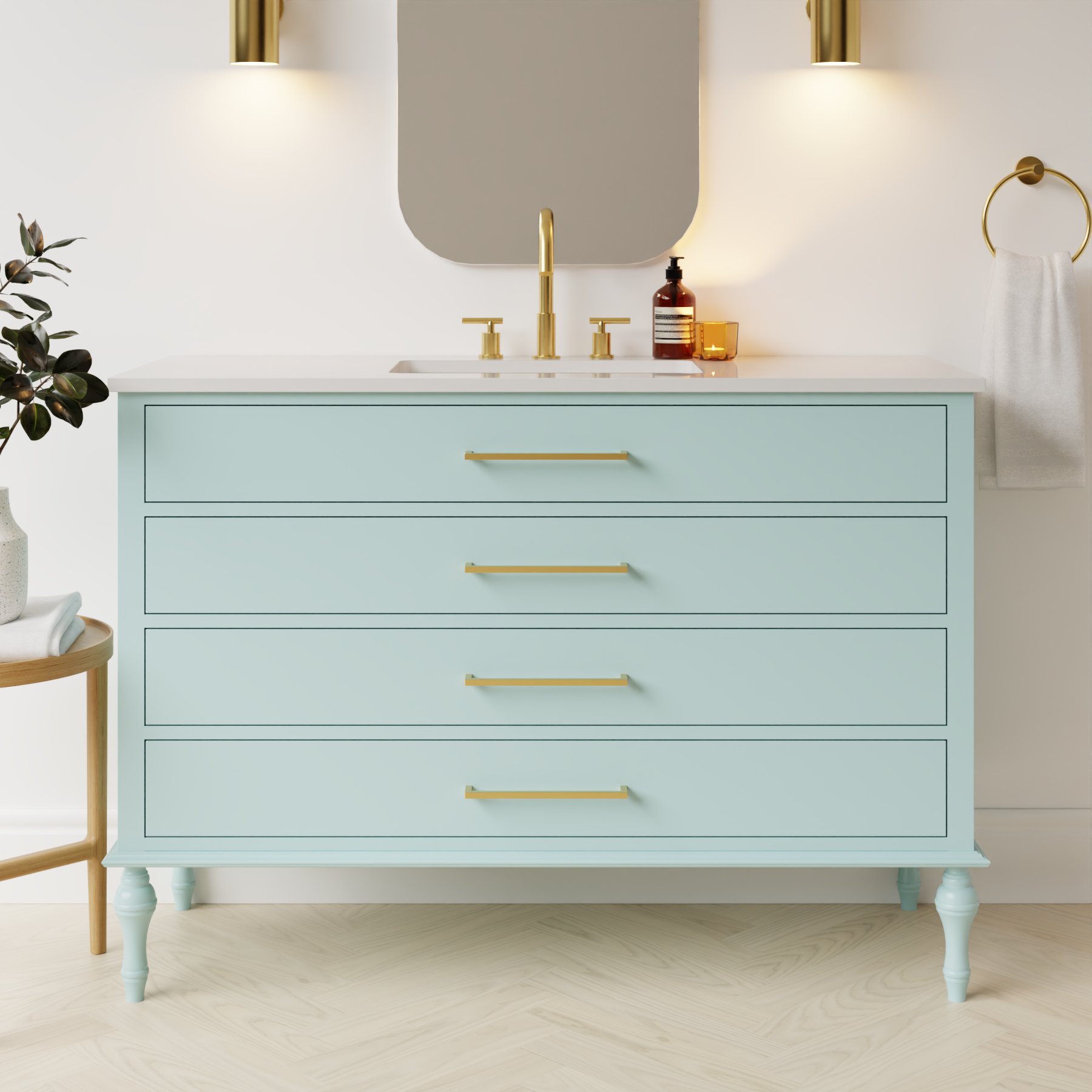 duck egg blue satin paint vanity