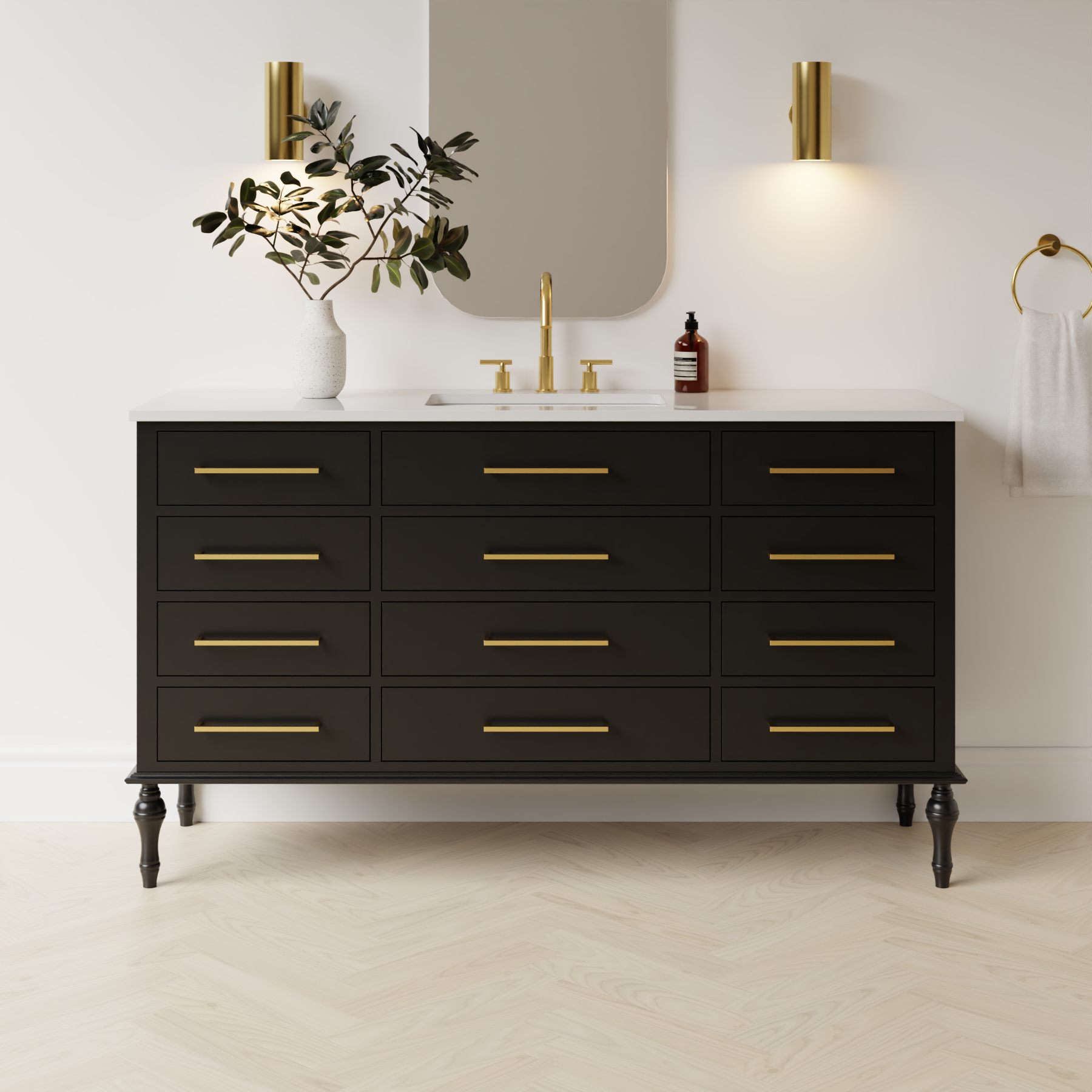 black satin paint vanity