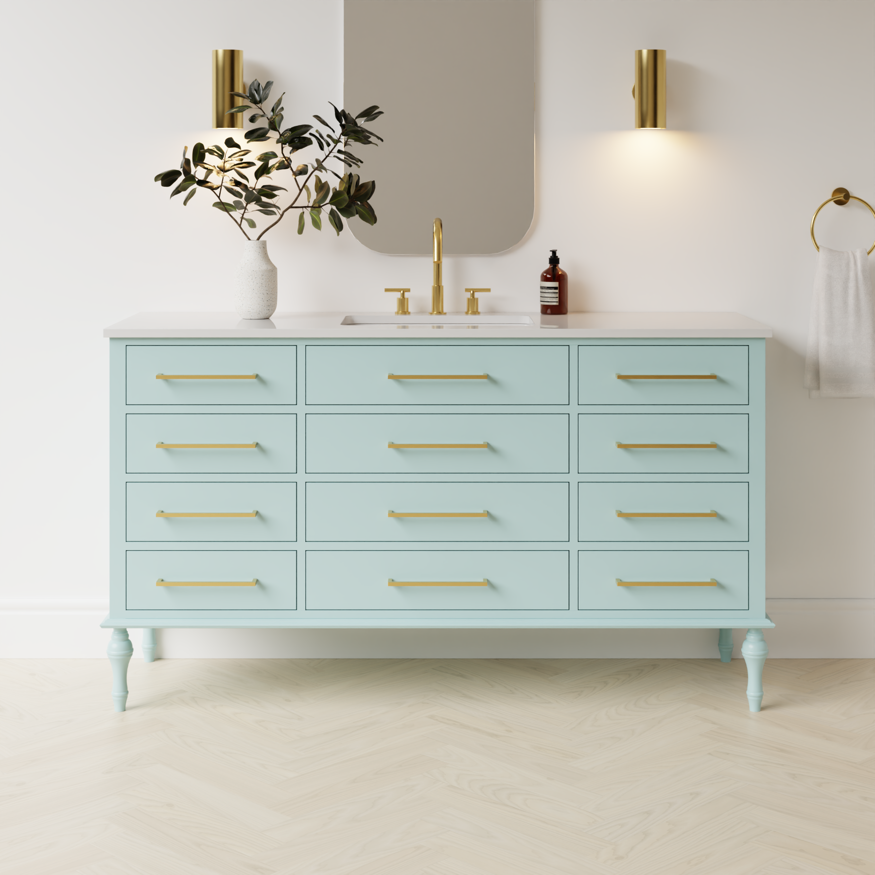 duck egg blue satin paint vanity