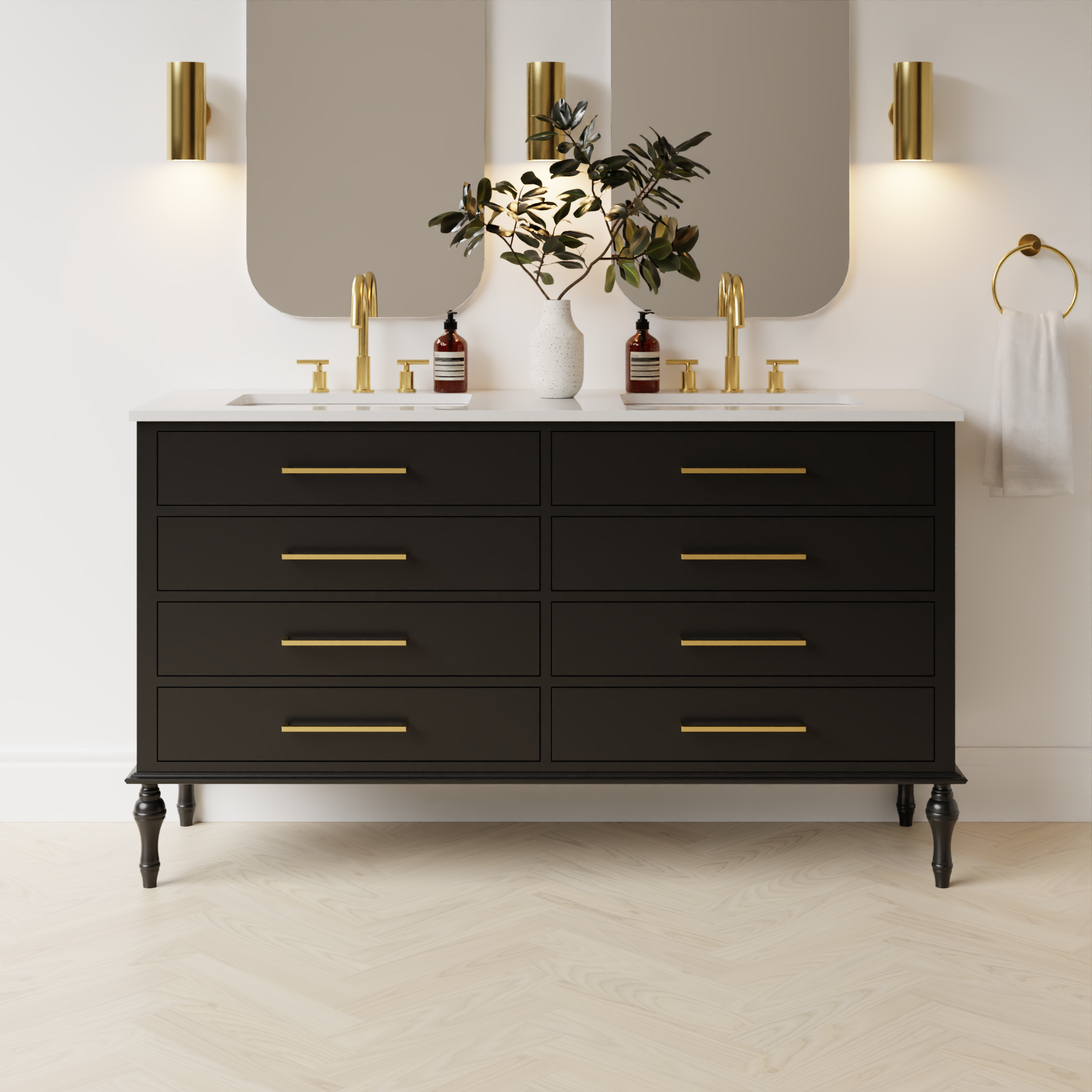 black satin paint vanity
