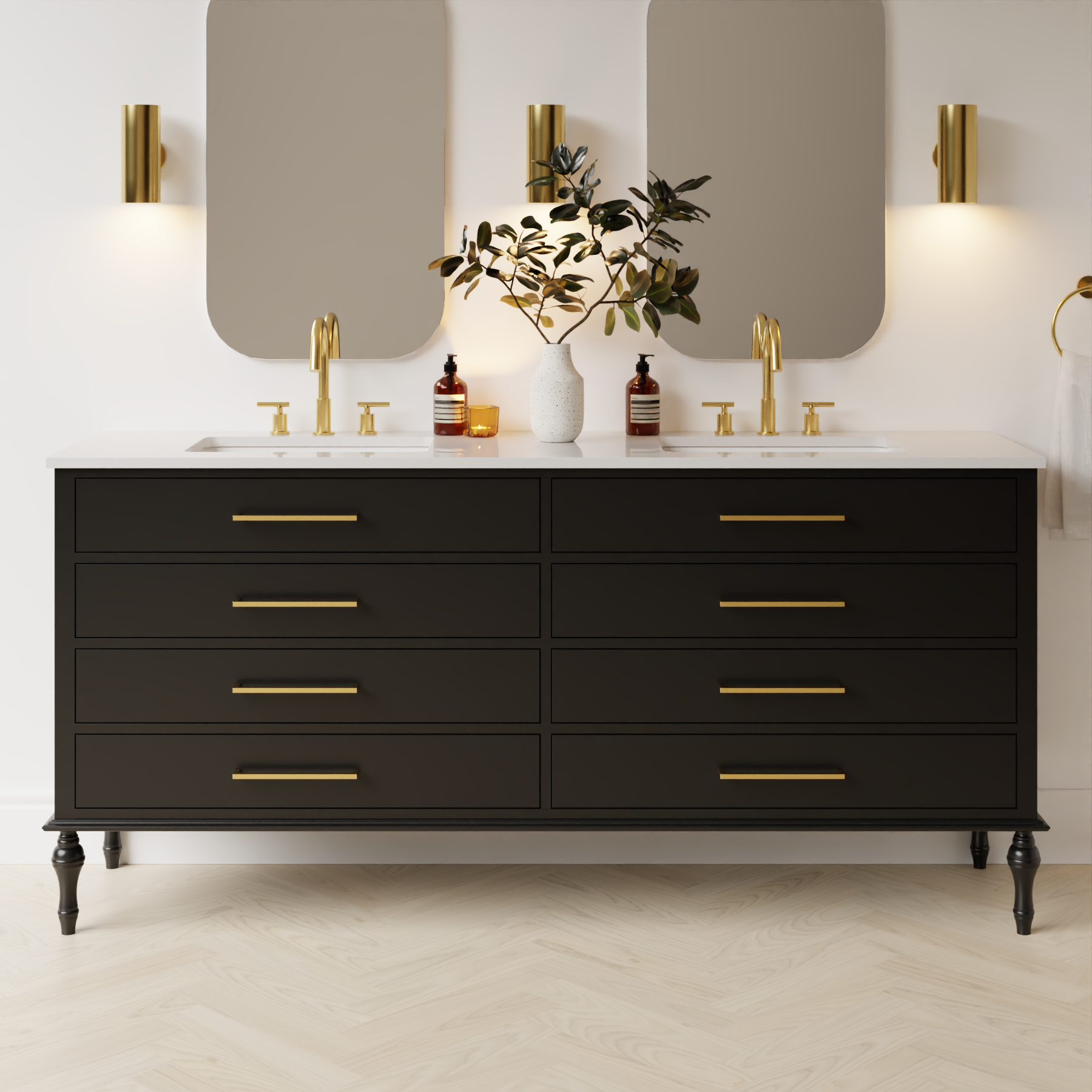black satin paint vanity