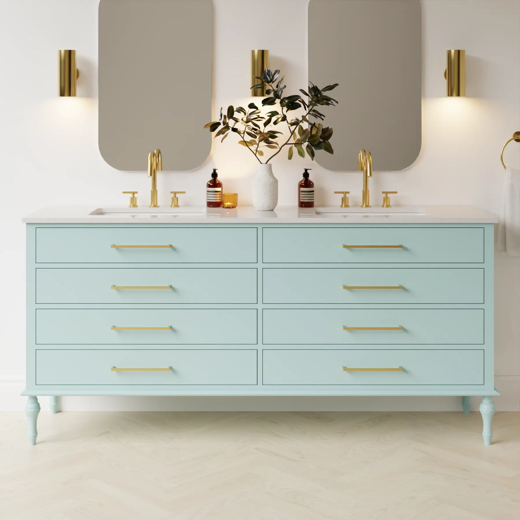 duck egg blue satin paint vanity