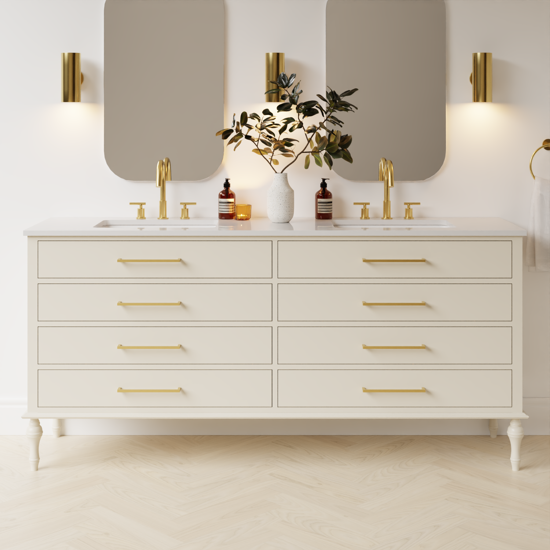 grey beige satin paint vanity