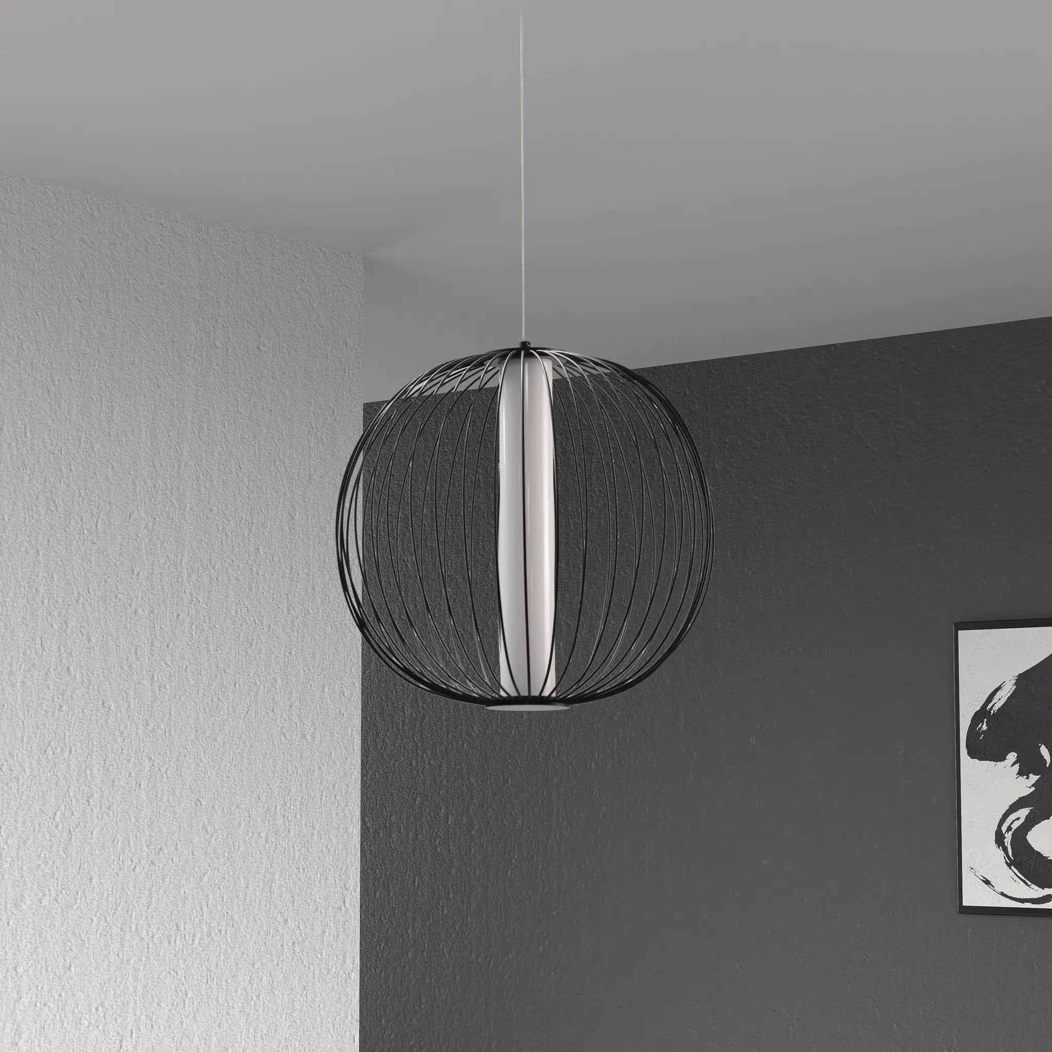matte black with white acrylic diffuser pendants