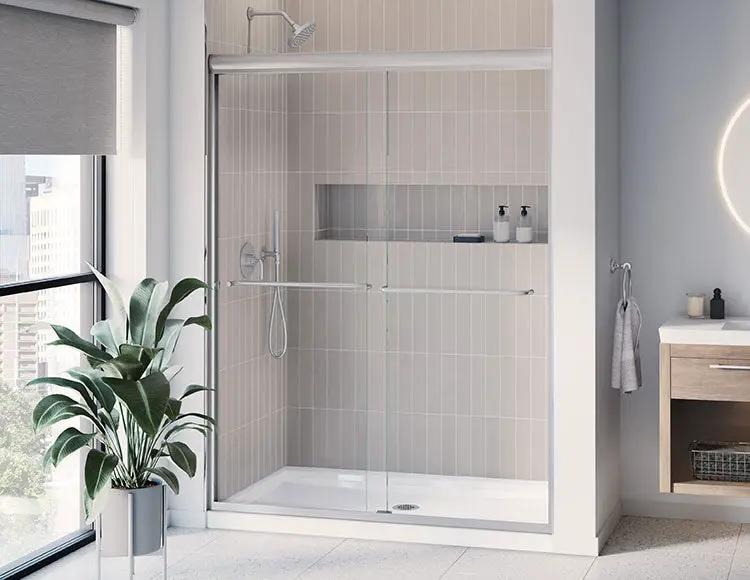 brushed nickel shower door