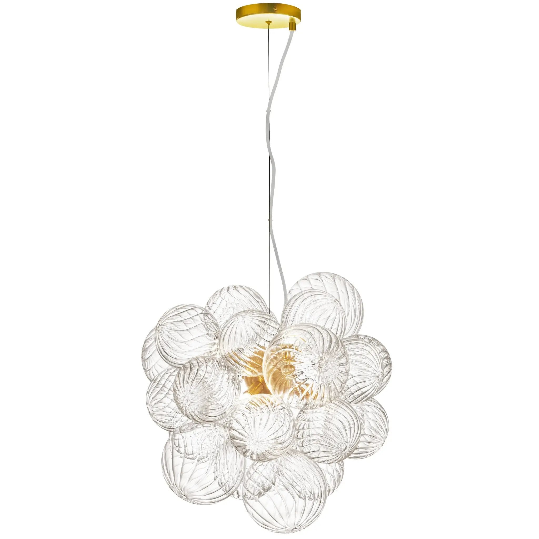 Dainolite 6 Light Halogen Pendant with Clear Spiral Glass by Dainolite