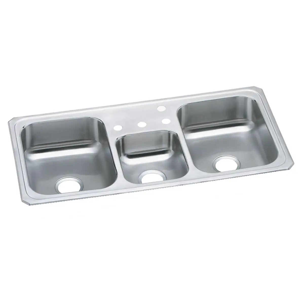 brushed satin triple bowl drop-in sink