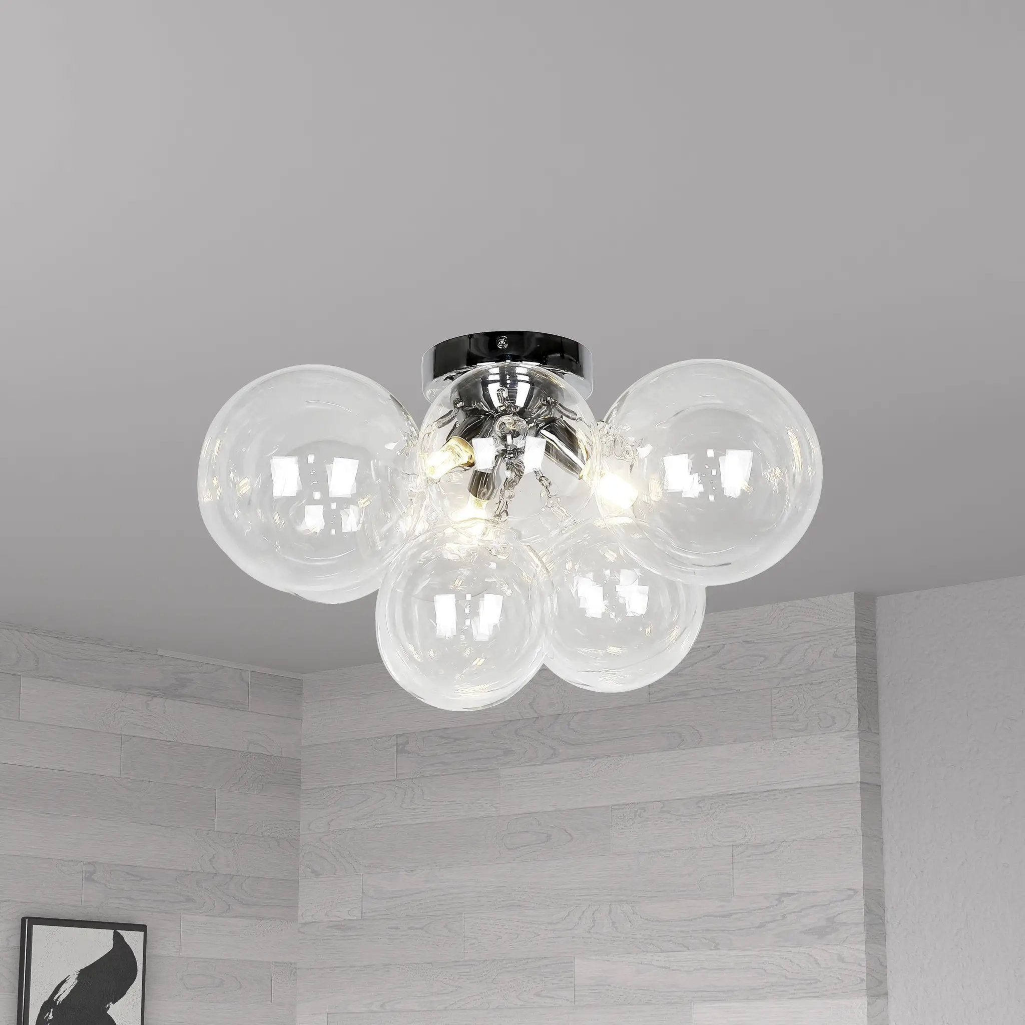 polished chrome with clear glass flush mount