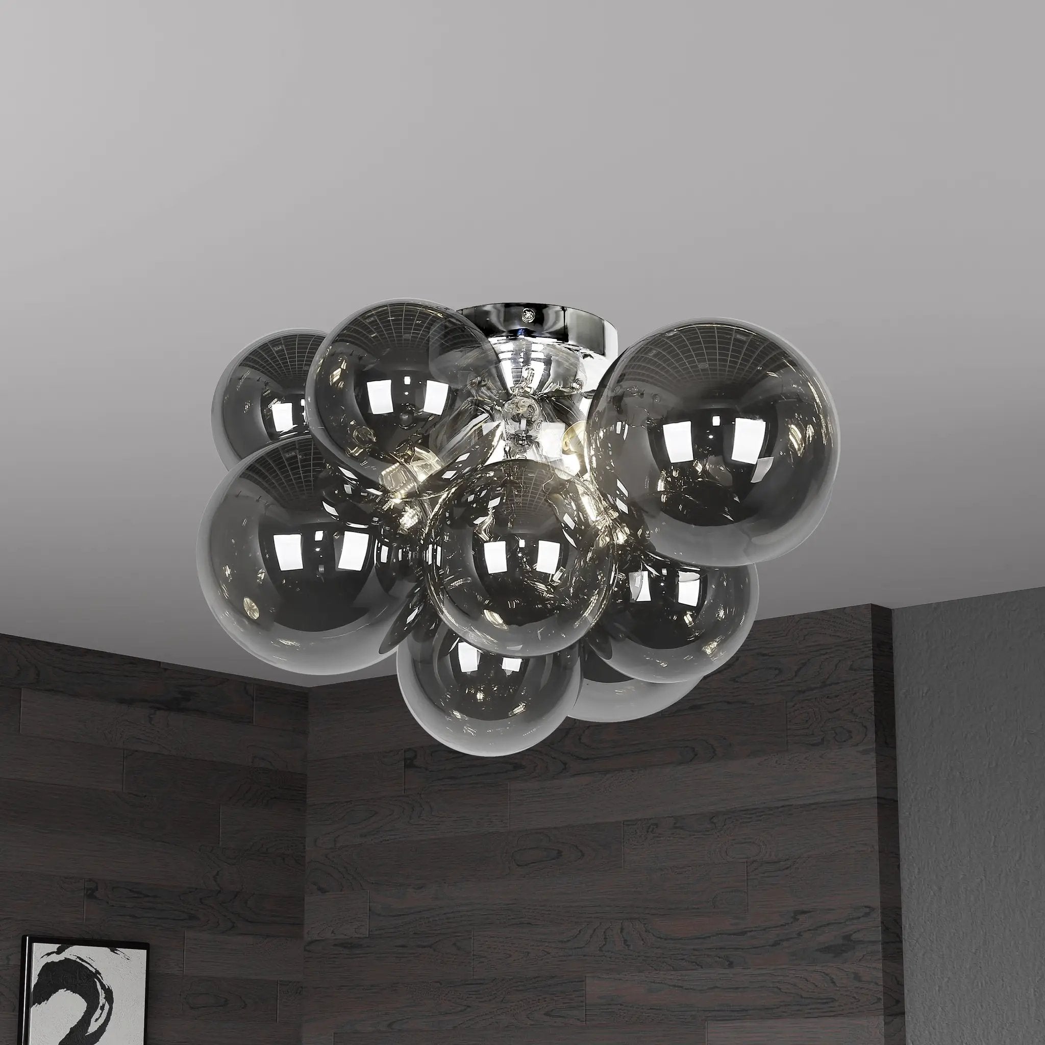 polished chrome with smoked glass flush mount