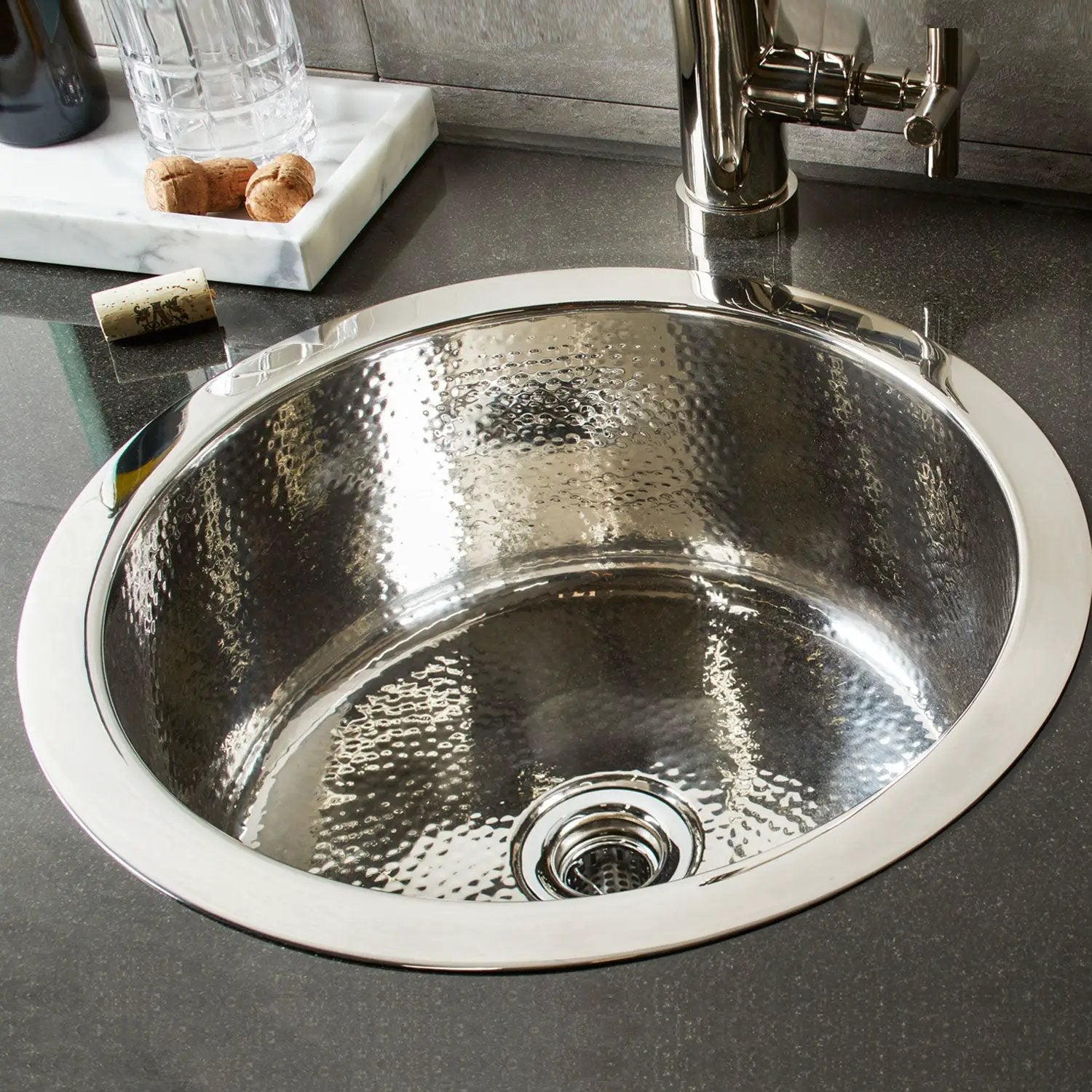 polished stainless steel sink