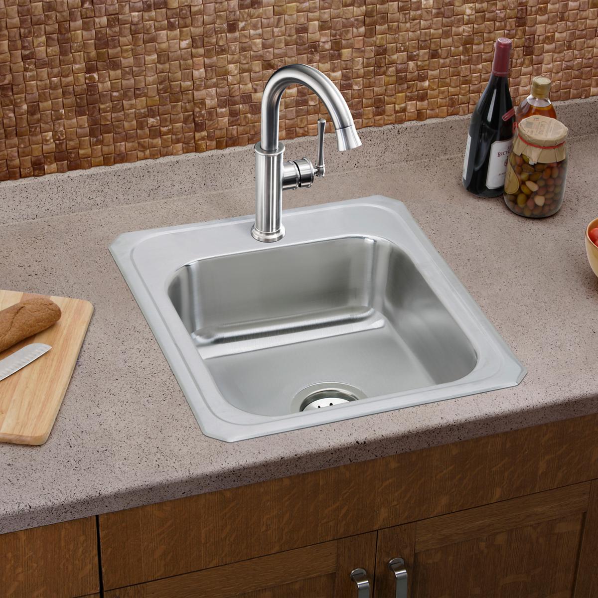 brushed satin single bowl drop-in sink