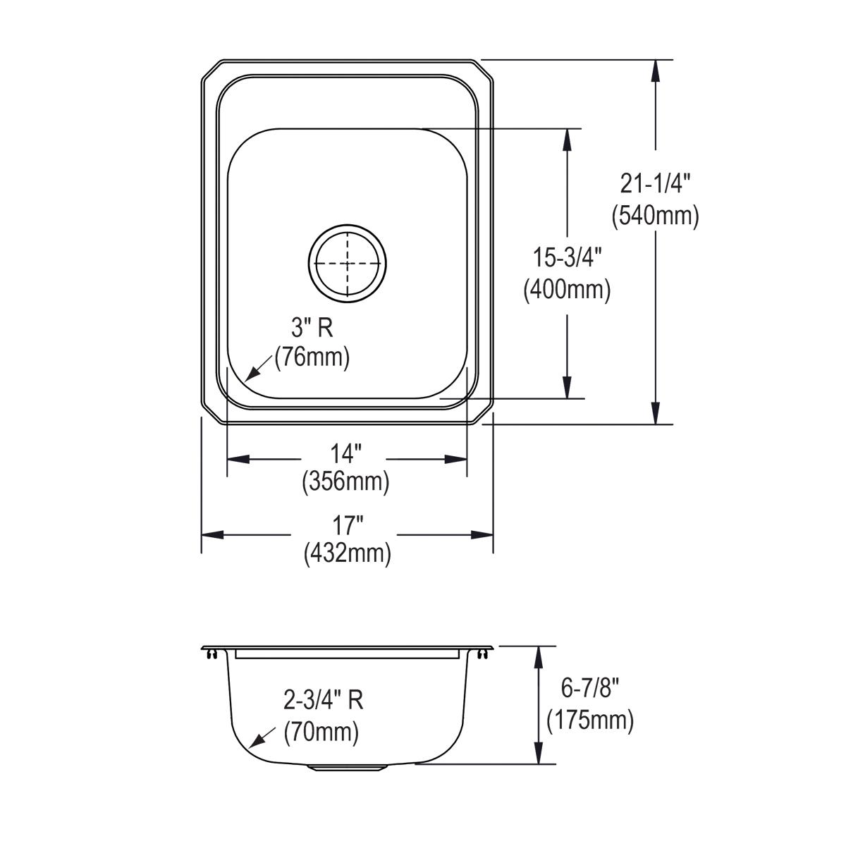brushed satin single bowl drop-in sink