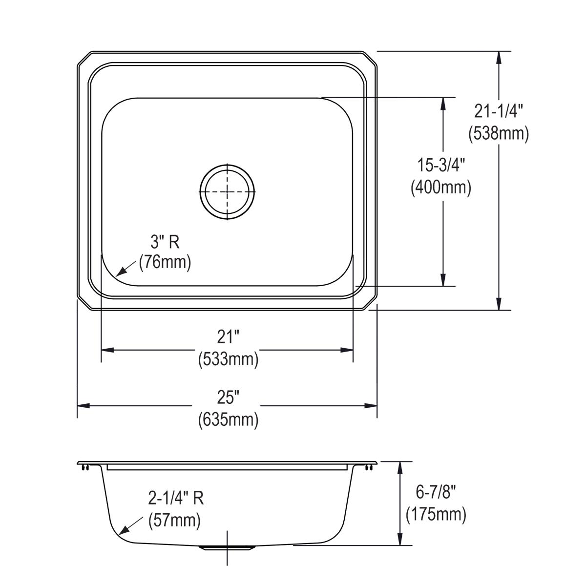brushed satin single bowl drop-in sink