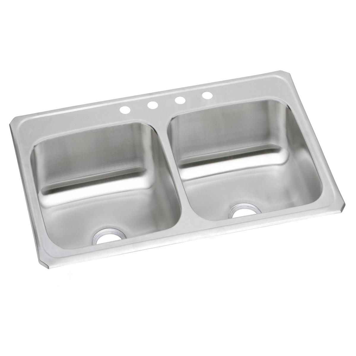 brushed satin equal double bowl drop-in sink