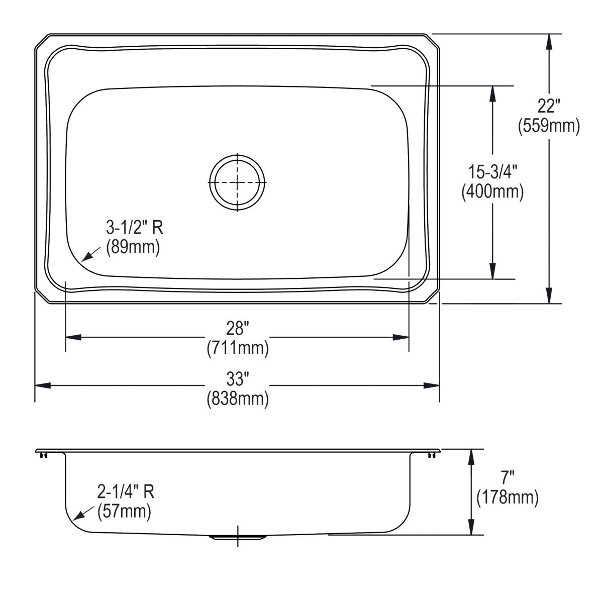 brushed satin single bowl drop-in sink