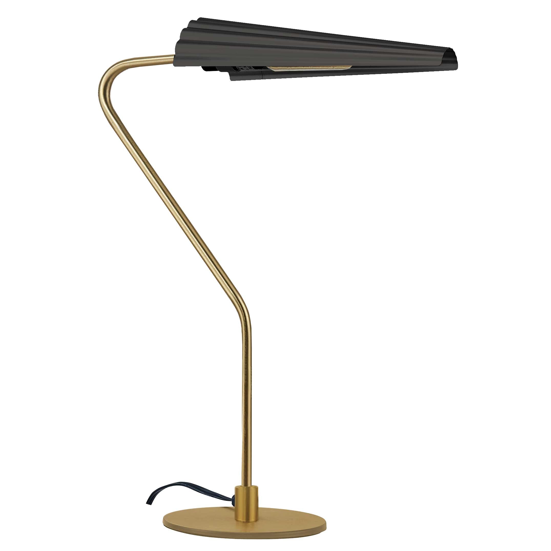 aged brass with matte black shade table lamp