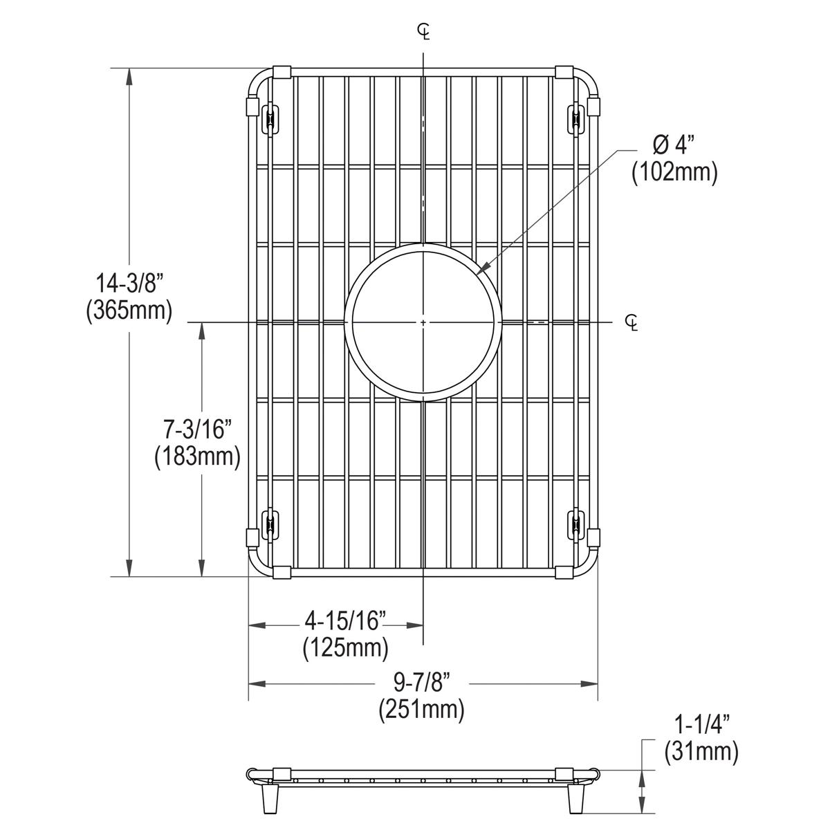 polished stainless steel bottom grid